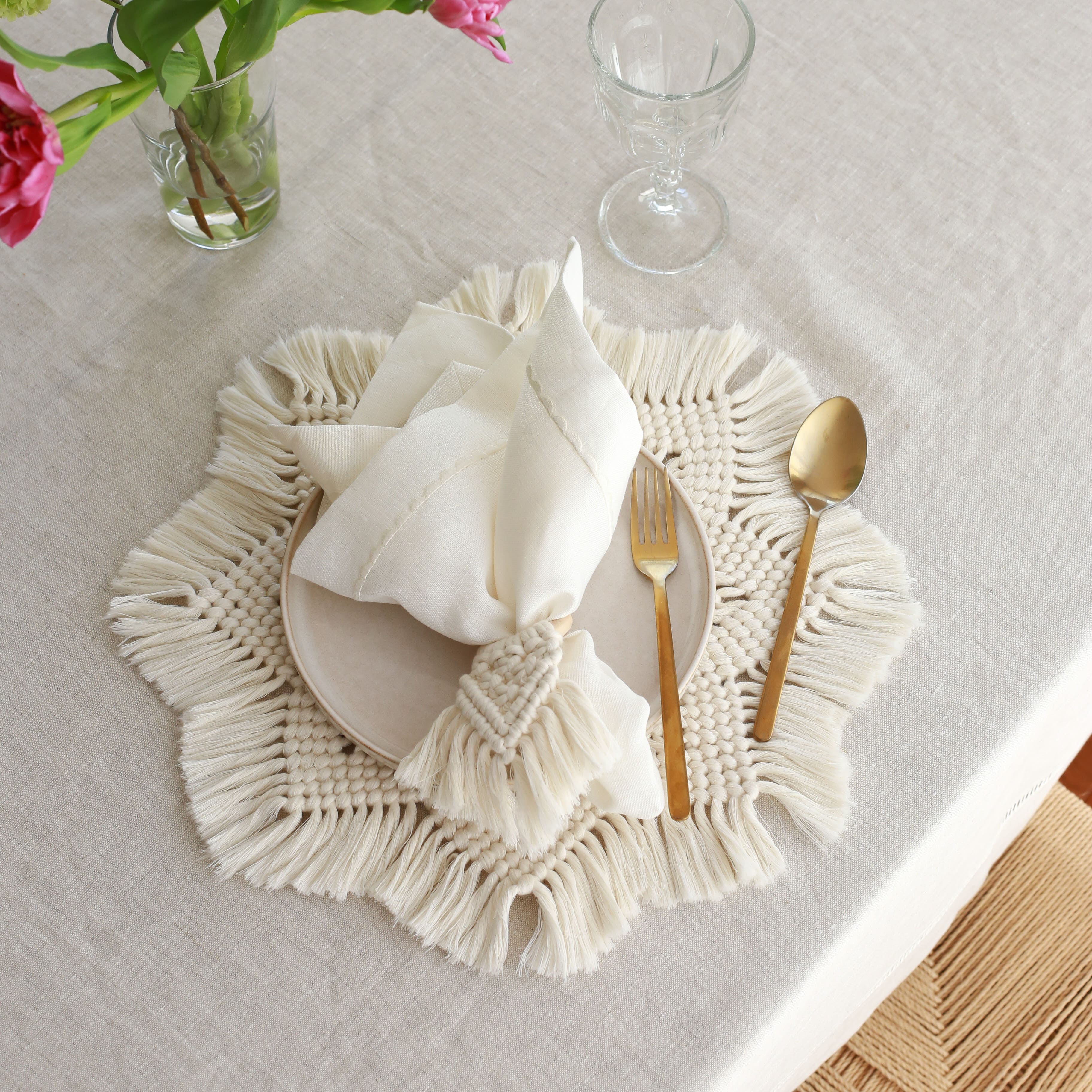 KM Home Collection-2'li Set Püsküllü Peçetelik-Peçete-1-Milagron.com