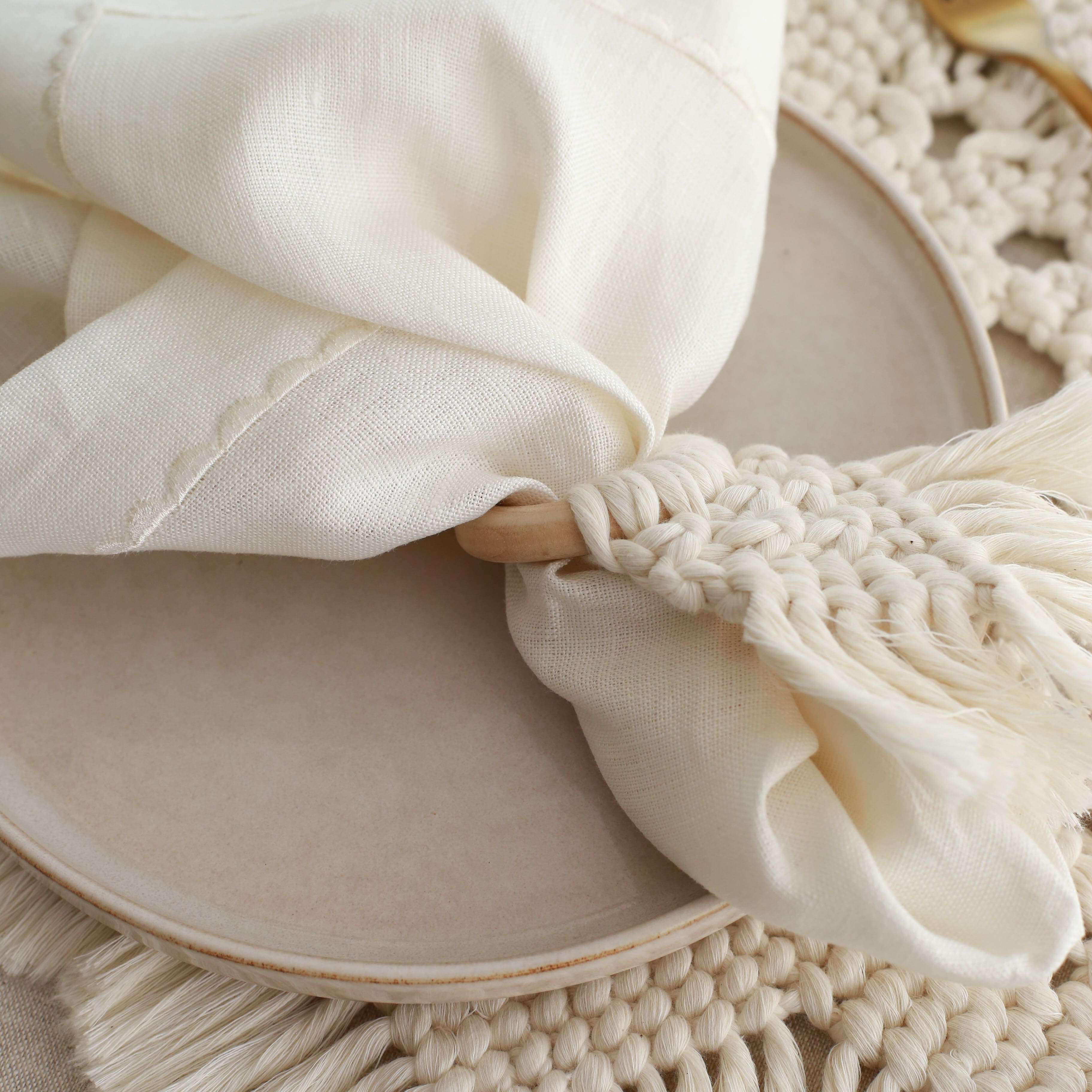 KM Home Collection-2'li Set Püsküllü Peçetelik-Peçete-4-Milagron.com