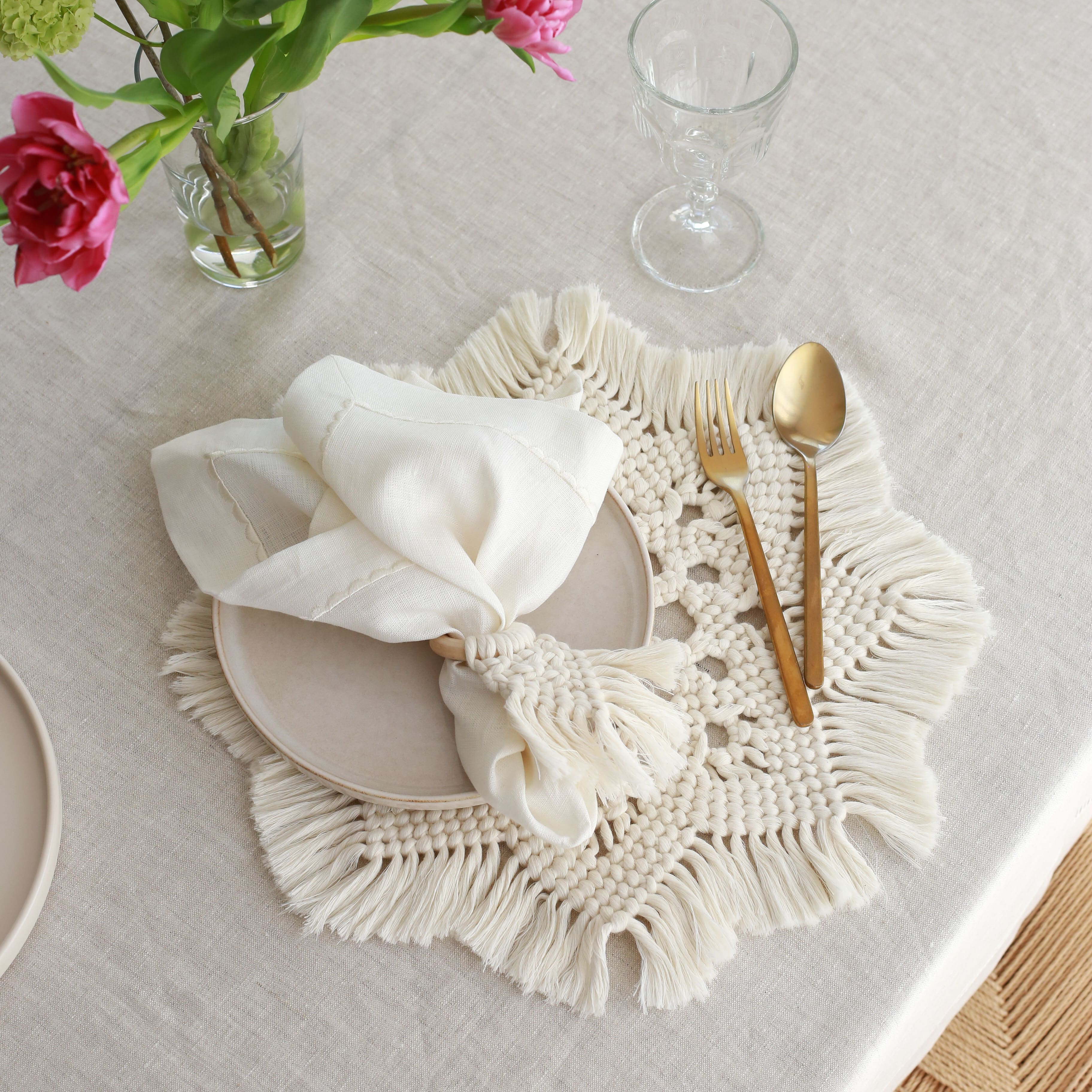 KM Home Collection-2'li Set Püsküllü Peçetelik-Peçete-5-Milagron.com