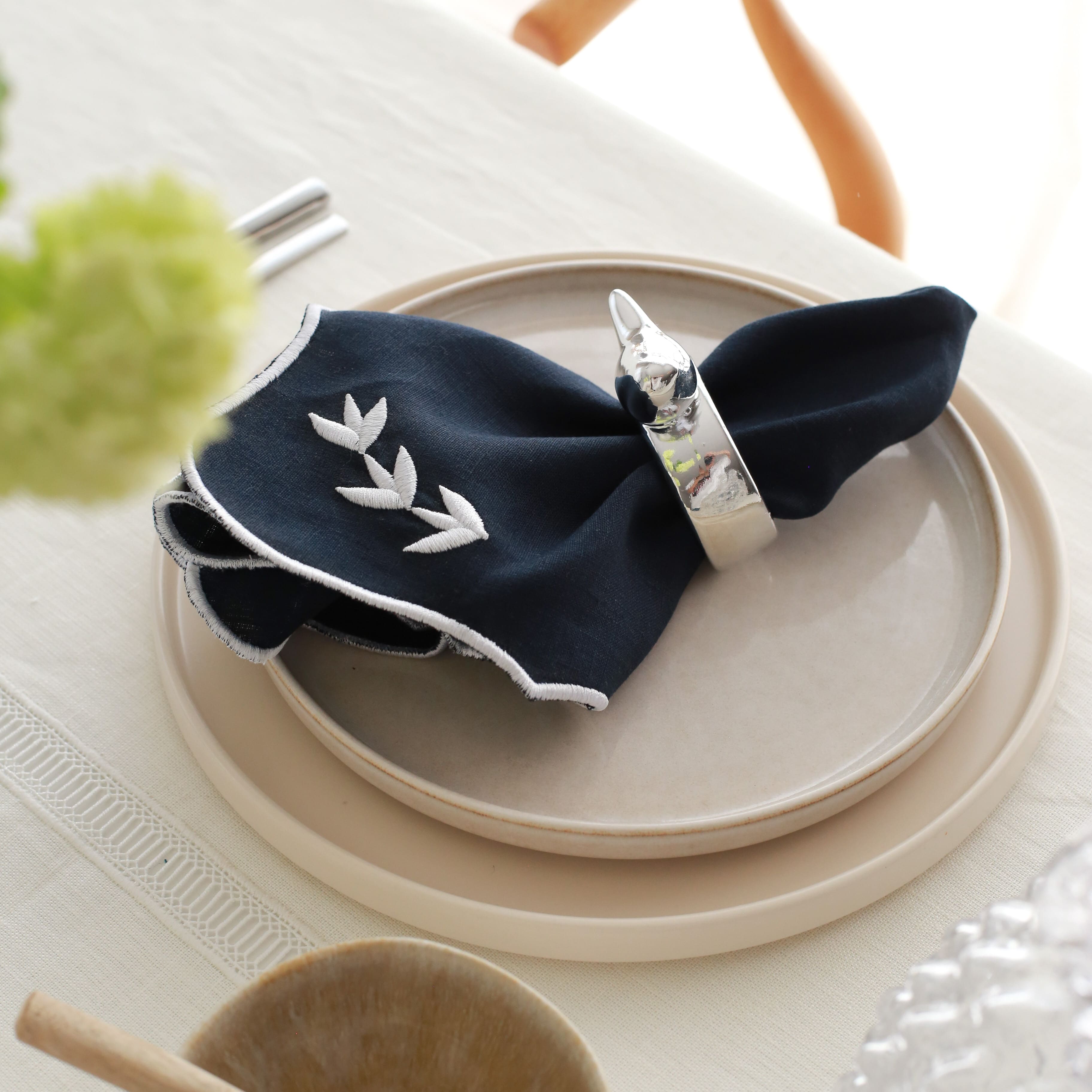 KM Home Collection-2'li Set Set Gümüş Kaplama Kuş Temalı Peçetelik-Peçete-2-Milagron.com