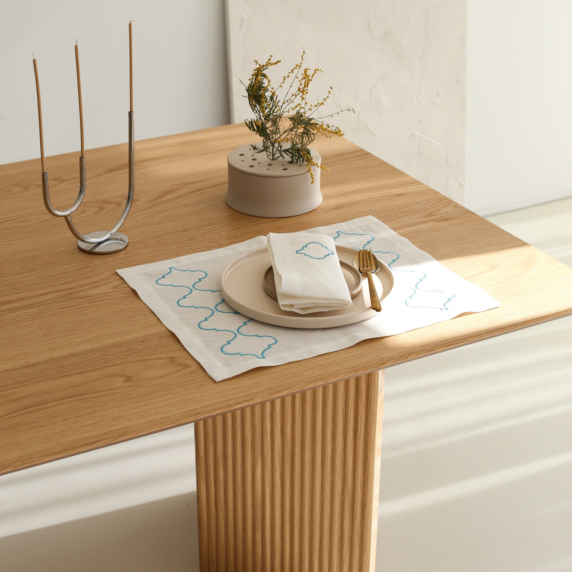 KM Home Collection-2’li Set Turkuaz Baklava Model Amerikan Servis-Sunum Aksesuarları-4-Milagron.com