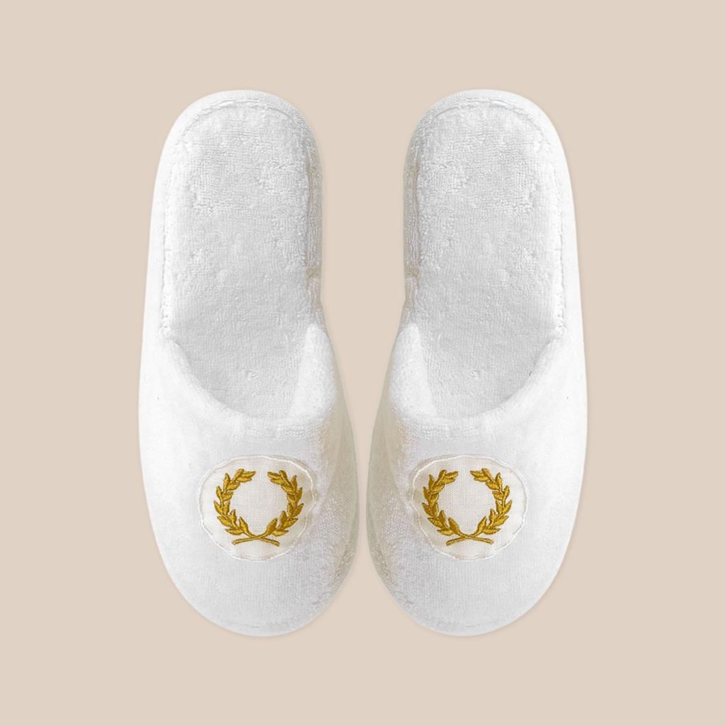 KM Home Collection-Altın Başak İşlemeli Banyo Terliği-Sunum Aksesuarları-1-Milagron.com