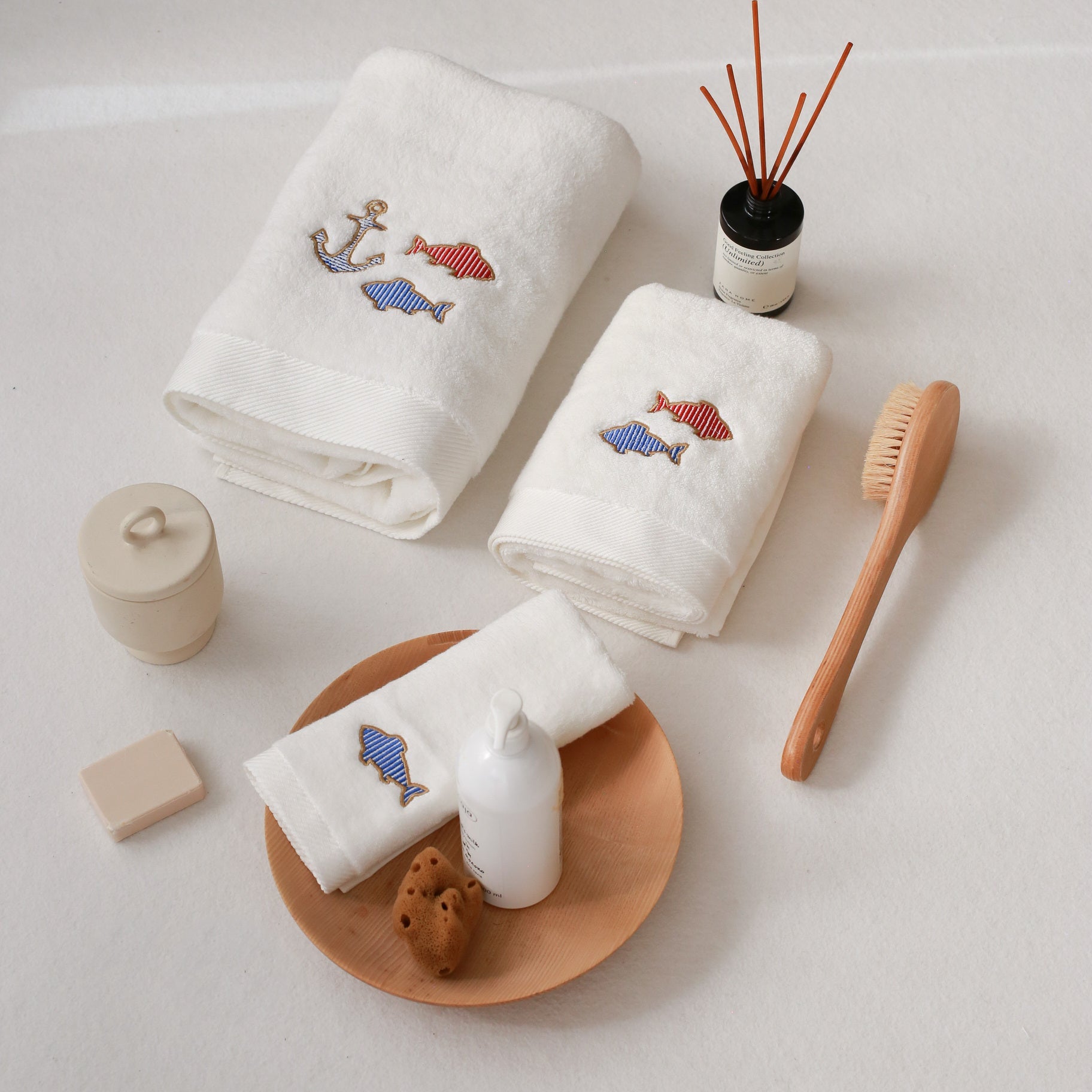 KM Home Collection-Balık İşlemeli El Havlusu-Havlu & Peştamal-5-Milagron.com