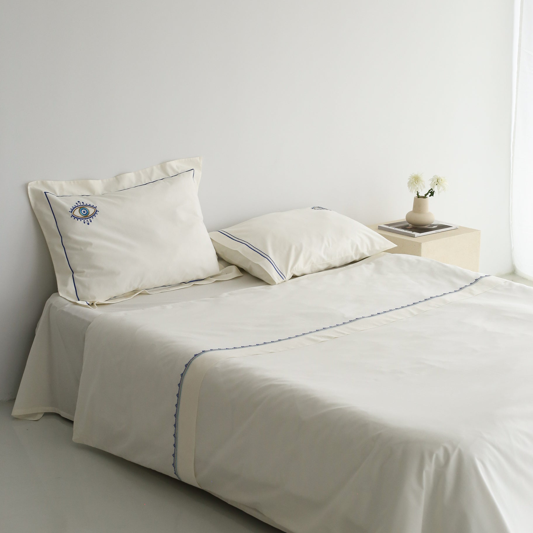 KM Home Collection-Göz İşlemeli Nevresim Takımı-Nevresim Takımı-1-Milagron.com