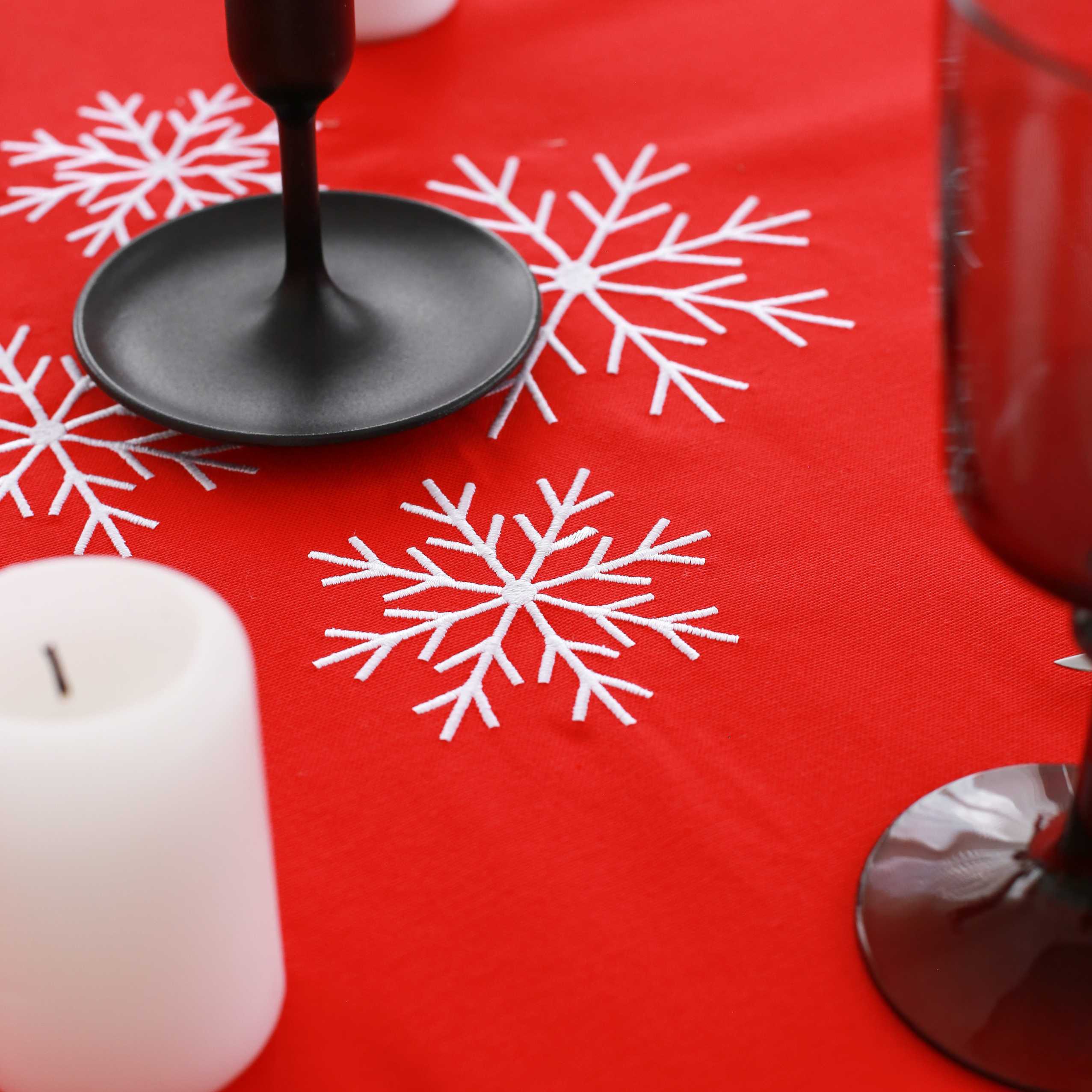 KM Home Collection-Kar Tanesi İşlemeli Pamuk Runner-Runner-5-Milagron.com