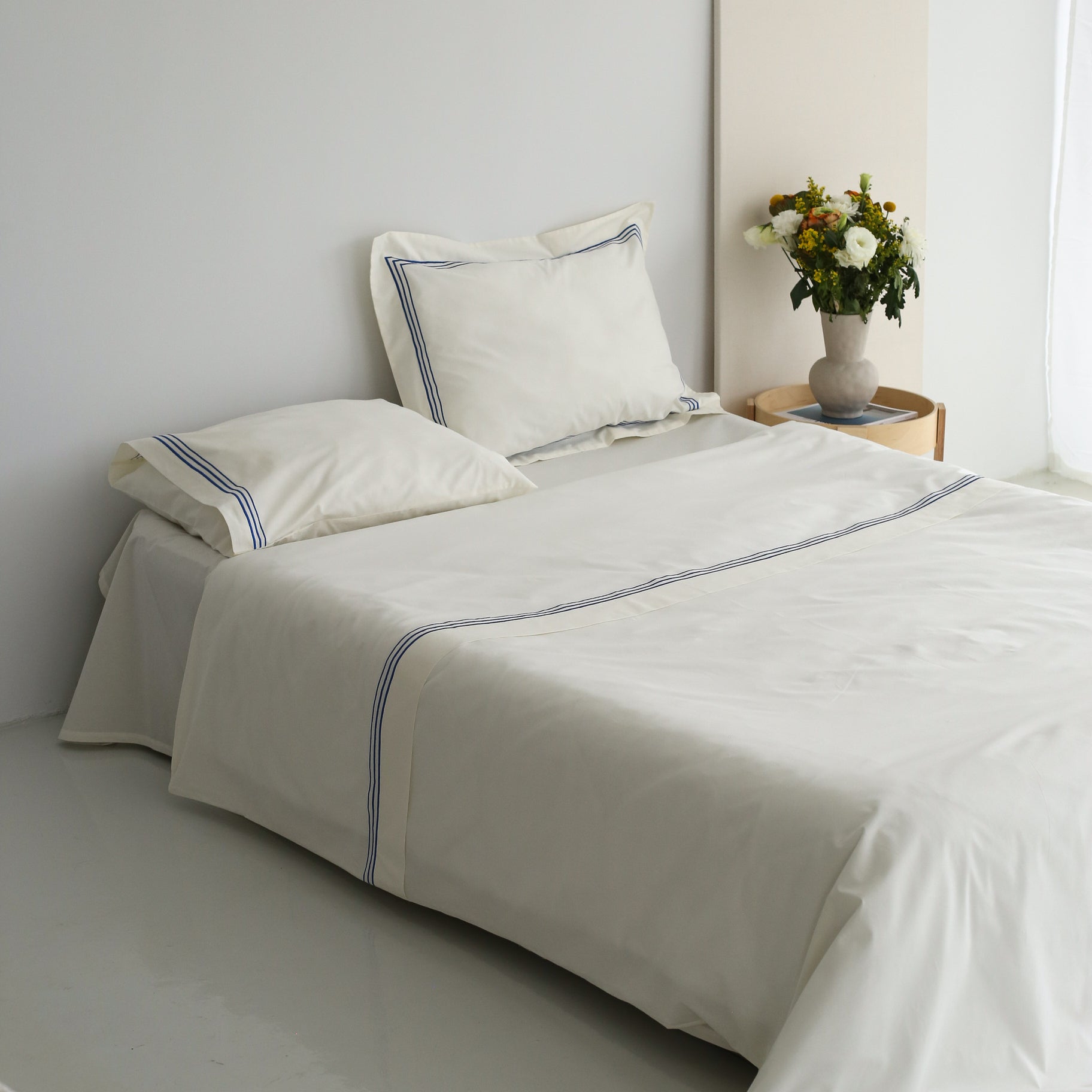 KM Home Collection-Lacivert Şeritli Nevresim Takımı-Nevresim Takımı-1-Milagron.com