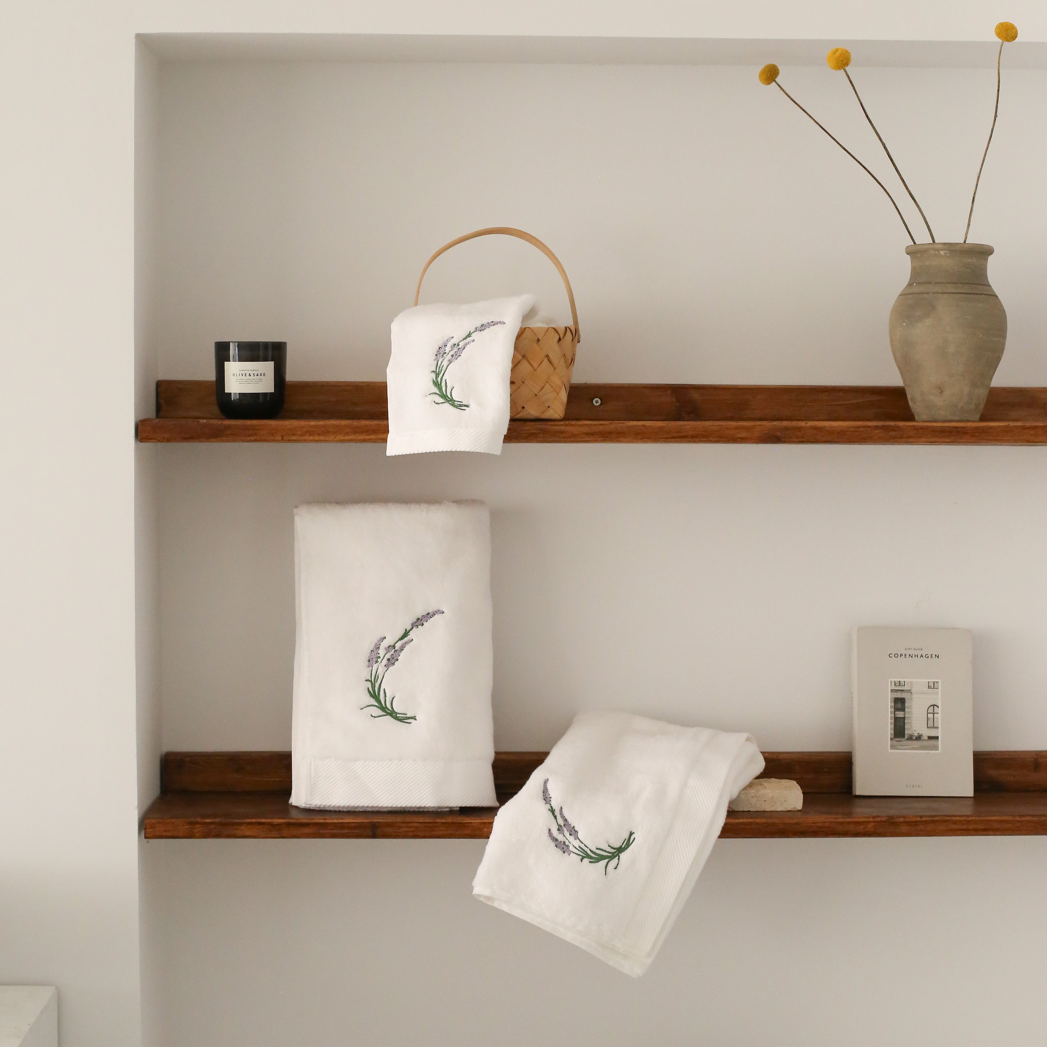 KM Home Collection-Lavanta İşlemeli Pamuk Yüz Havlusu-Havlu & Peştamal-2-Milagron.com