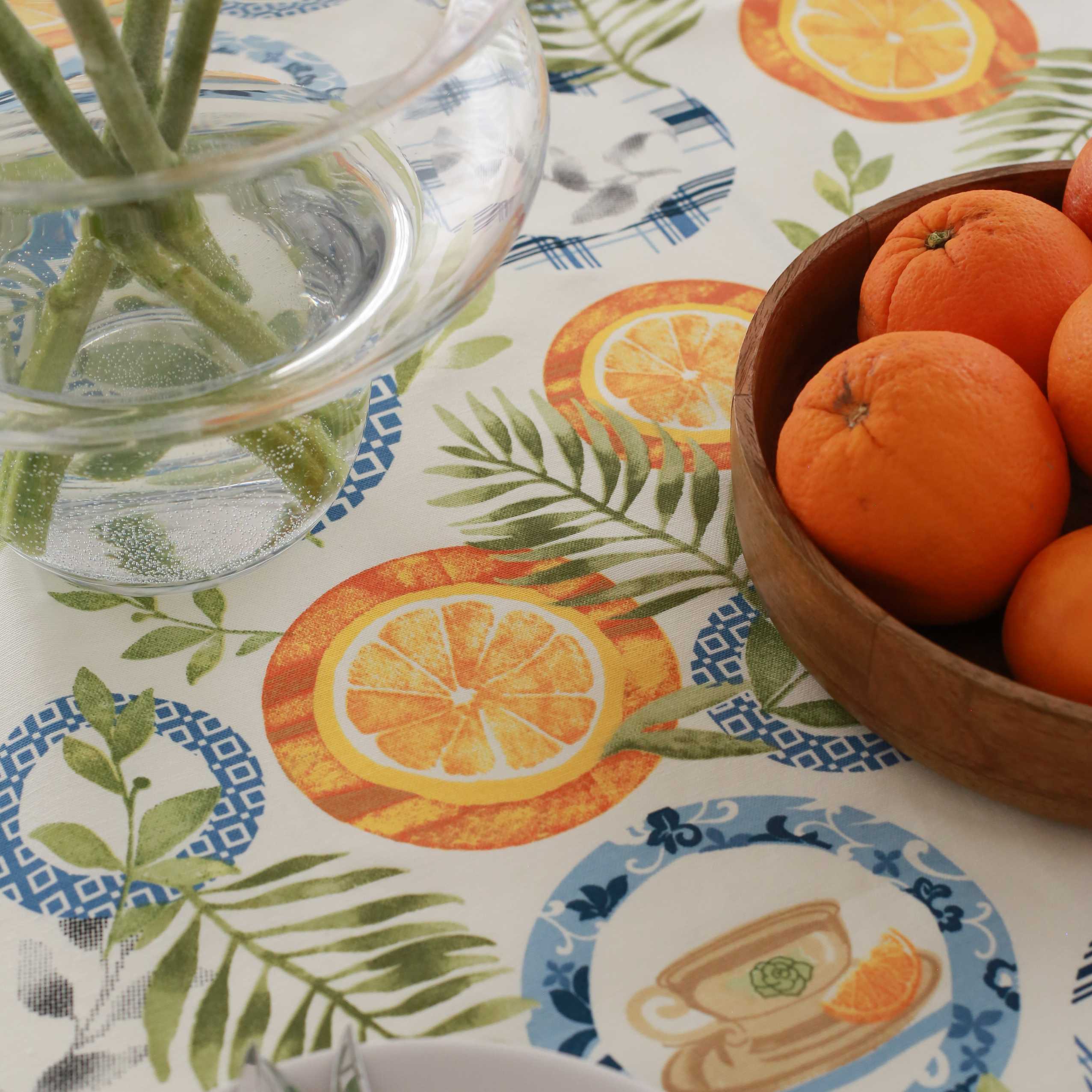 KM Home Collection-Portakal Desenli Pamuk Masa Örtüsü-Masa Örtüleri-3-Milagron.com