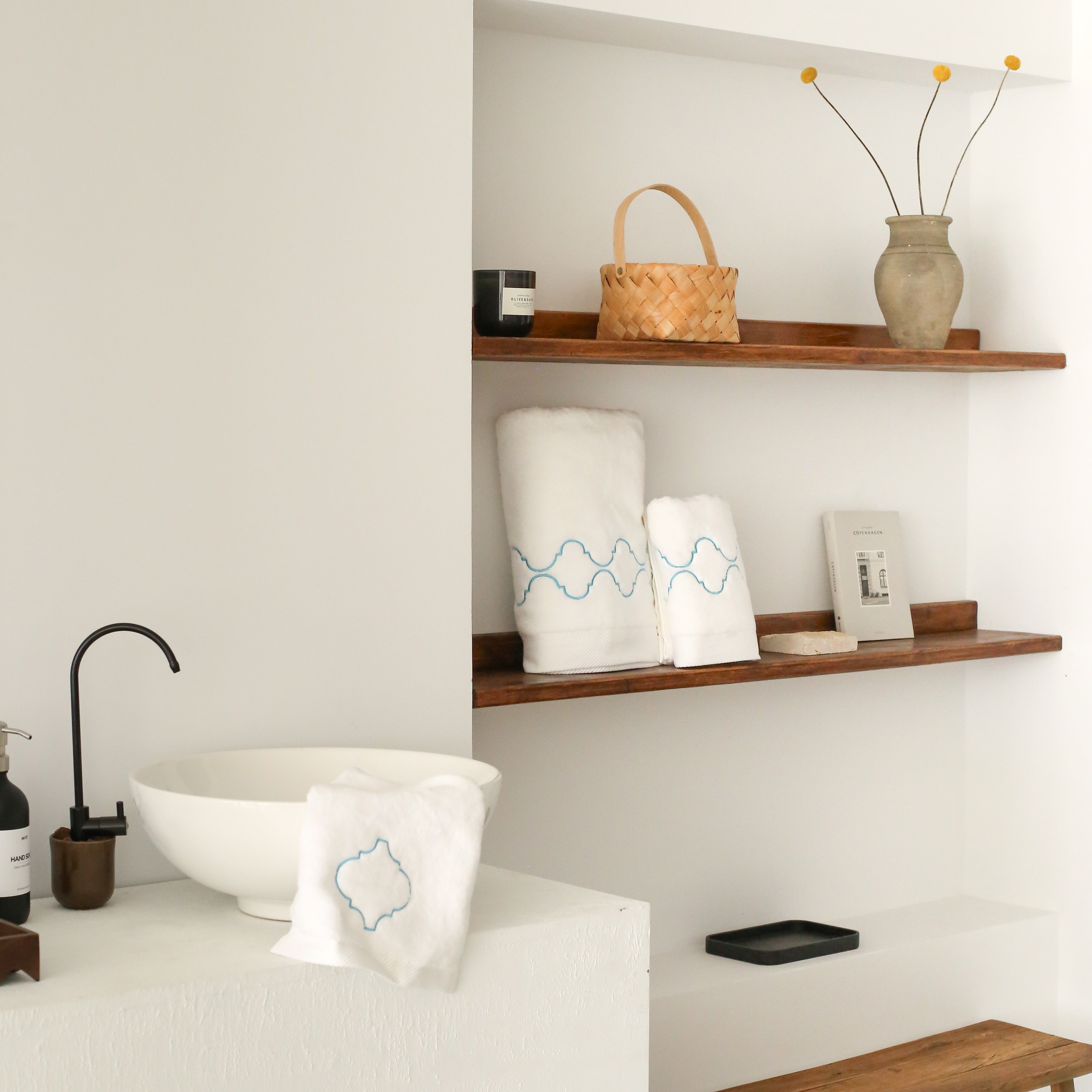 KM Home Collection-Turkuaz Baklava Model Pamuk Yüz Havlusu-Havlu & Peştamal-2-Milagron.com