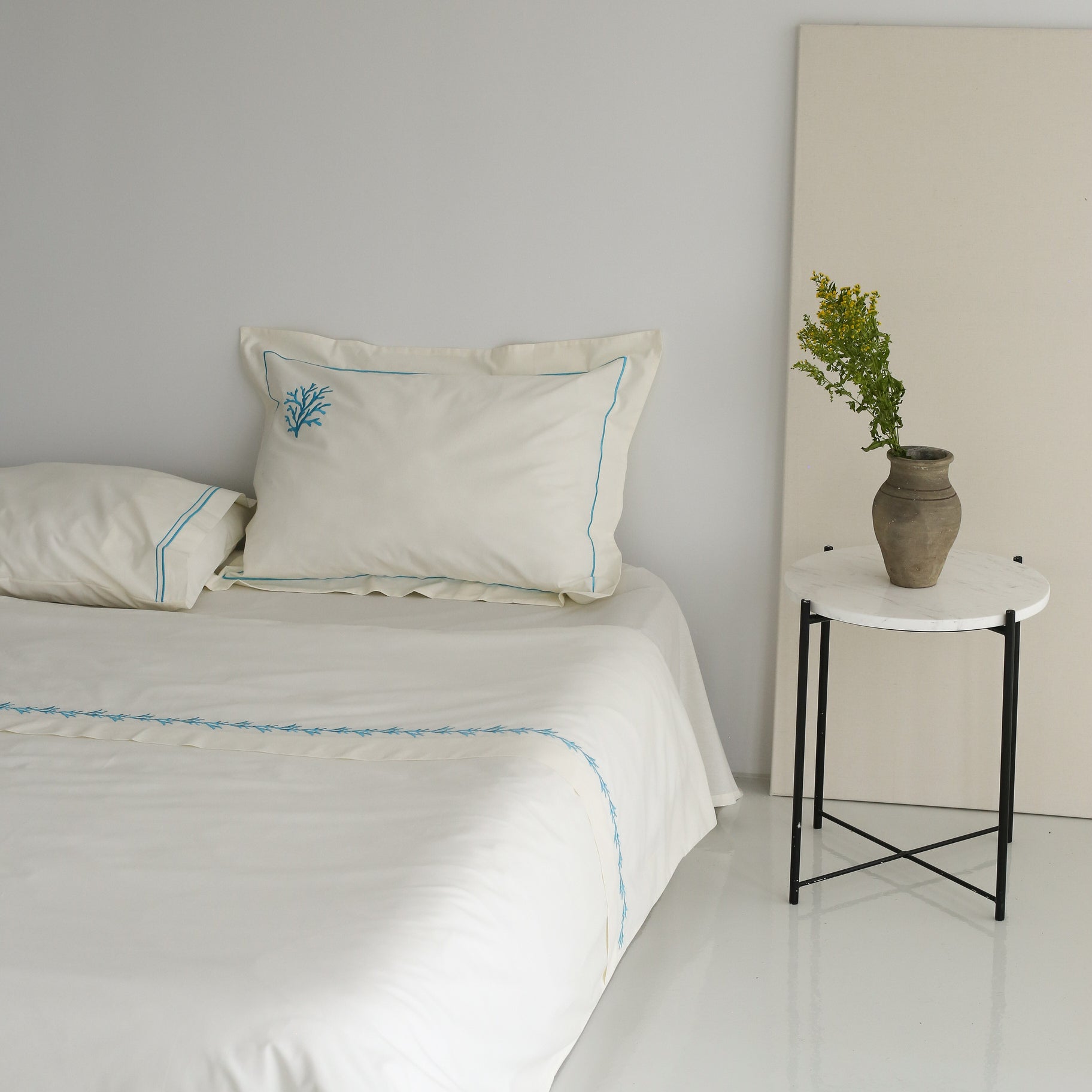 KM Home Collection-Turkuvaz Mercan İşlemeli Nevresim Takımı-Nevresim Takımı-3-Milagron.com