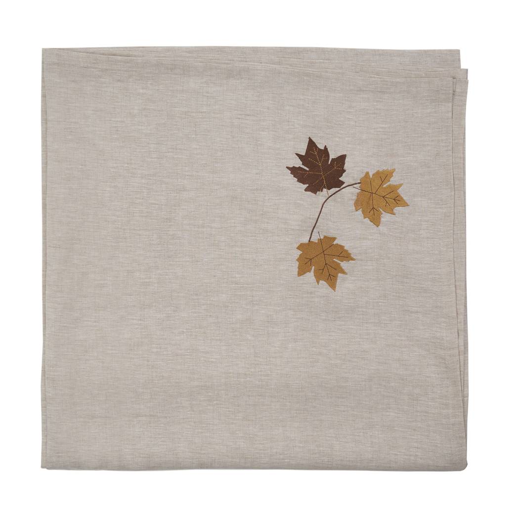 KM Home Collection-Yaprak İşlemeli Keten Masa Örtüsü-Masa Örtüleri-1-Milagron.com
