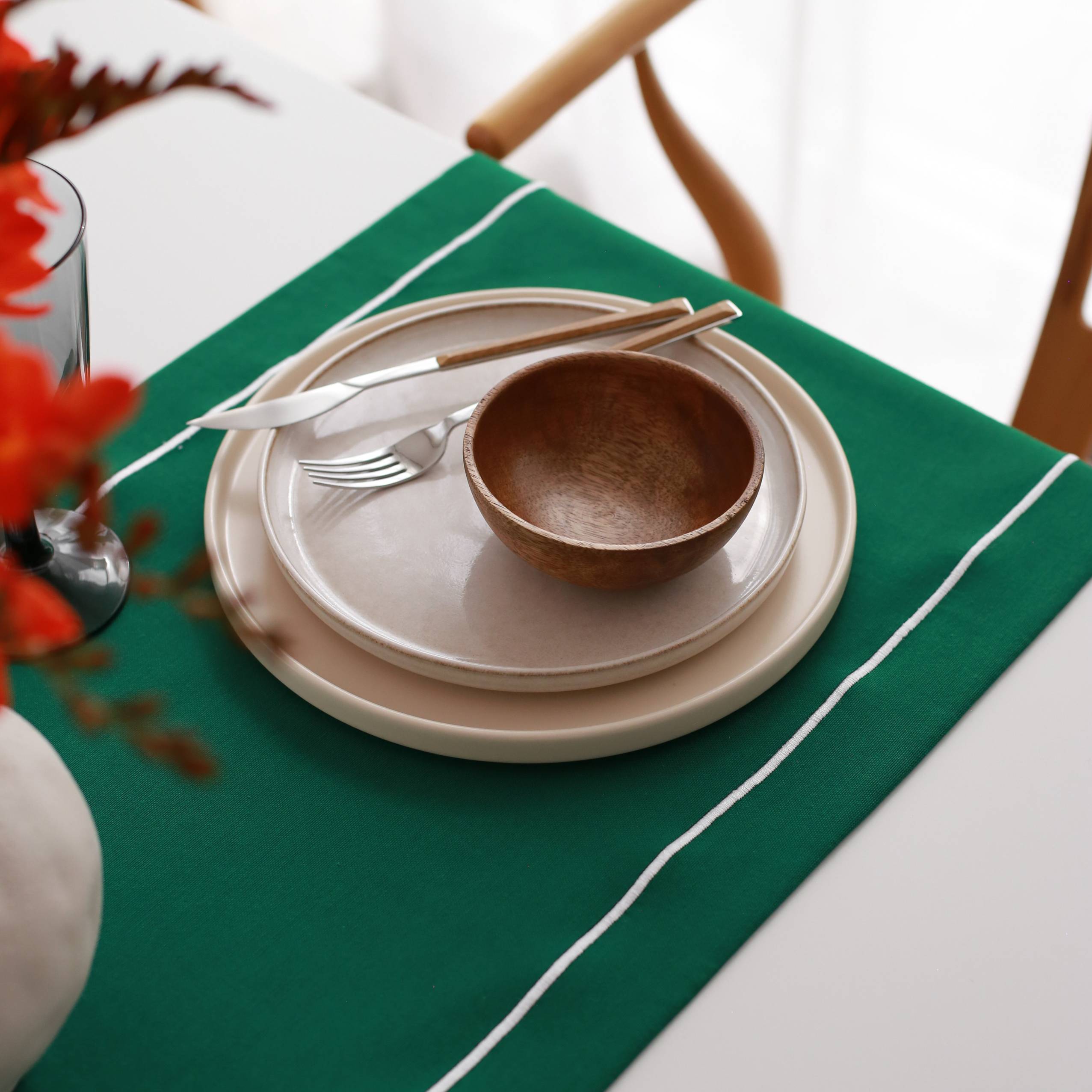 KM Home Collection-Yeşil Renkli Pamuk Runner-Runner-4-Milagron.com