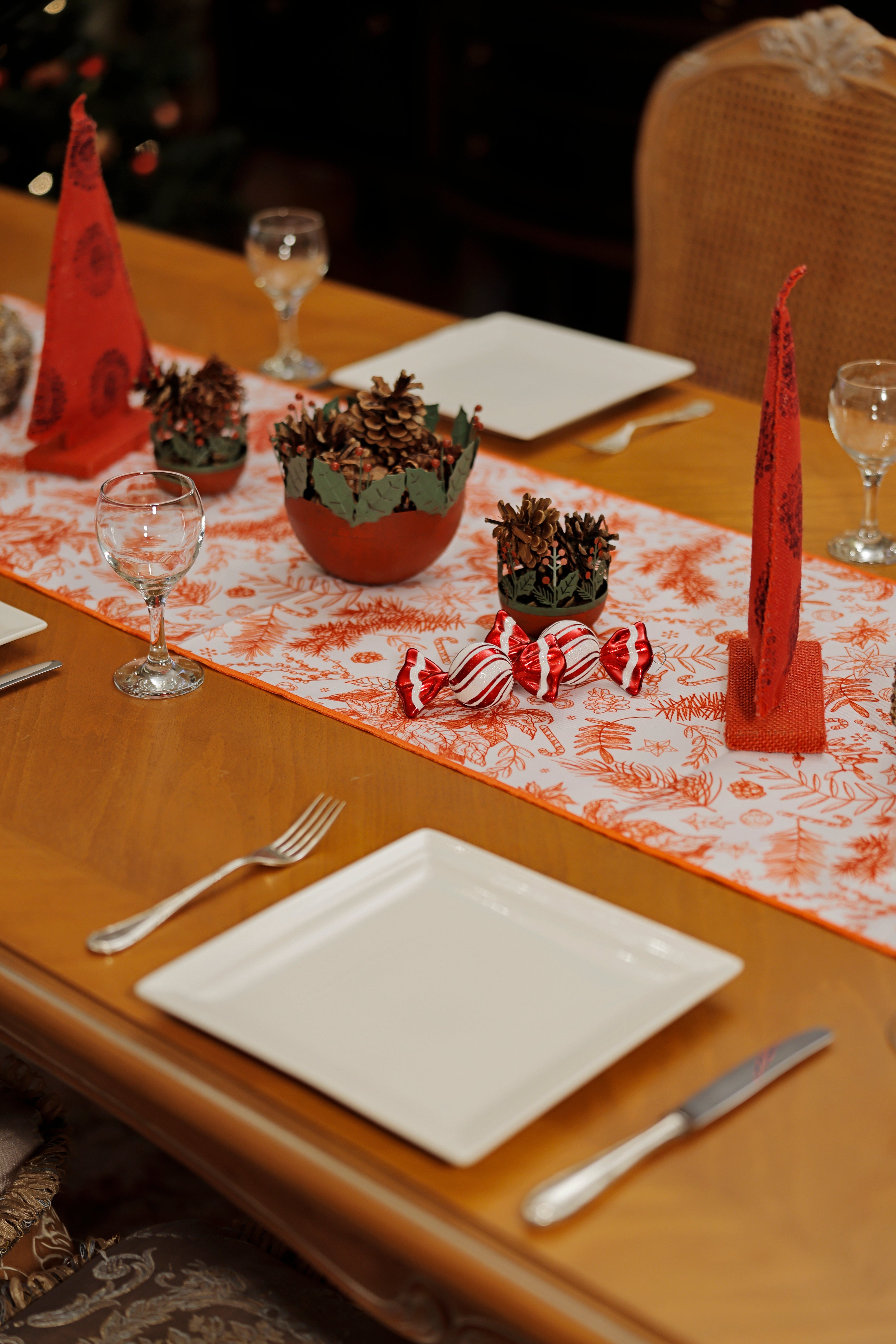 KM Home Collection-Yılbaşı Temalı Turuncu Runner-Runner-4-Milagron.com