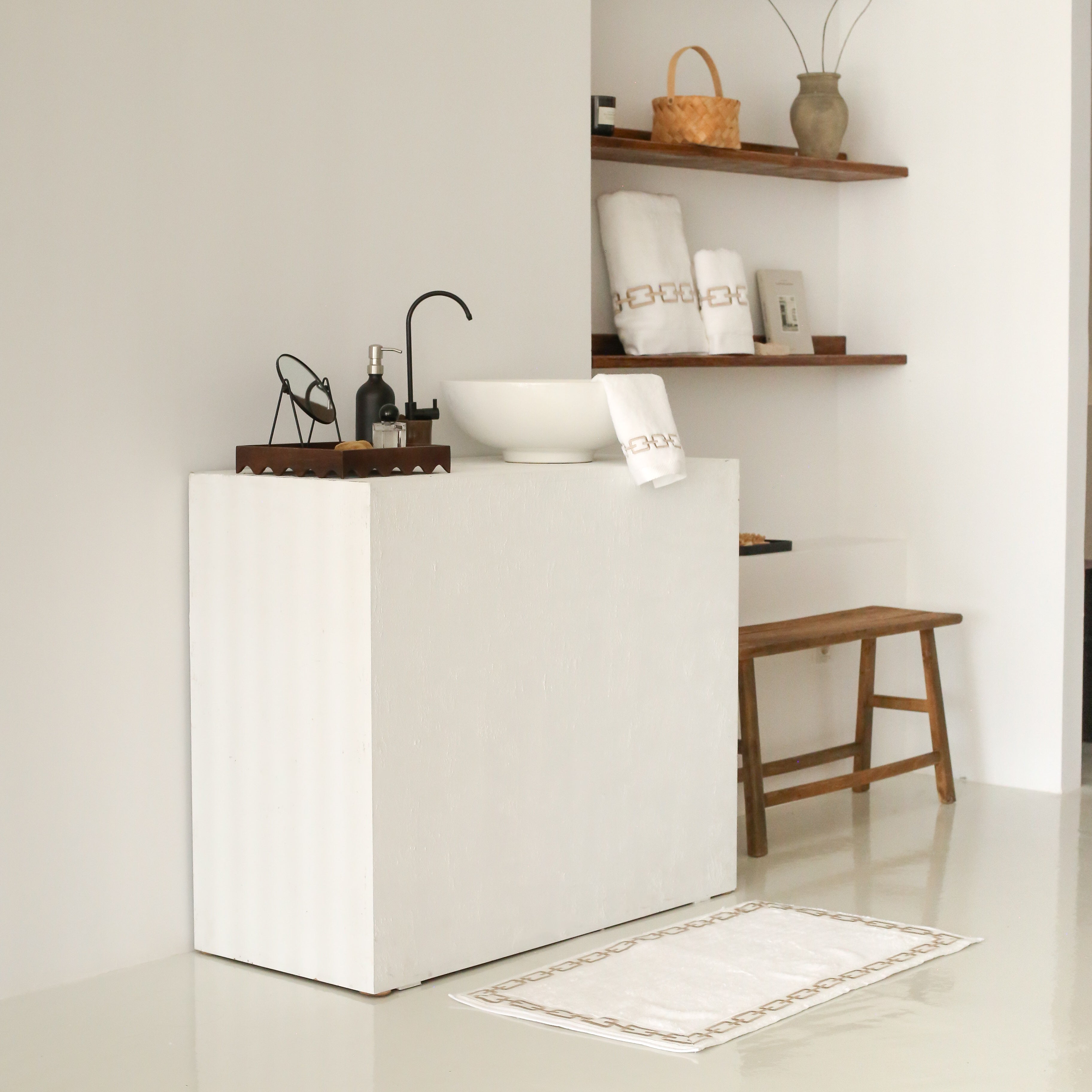 KM Home Collection-Zincir İşlemeli Ayak Havlusu-Havlu & Peştamal-2-Milagron.com