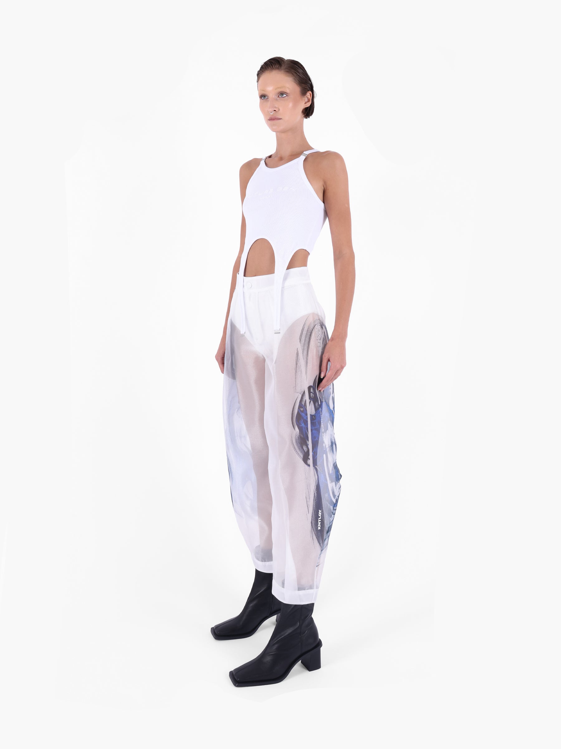 Kntlgy White Halter Neck T-Shirt