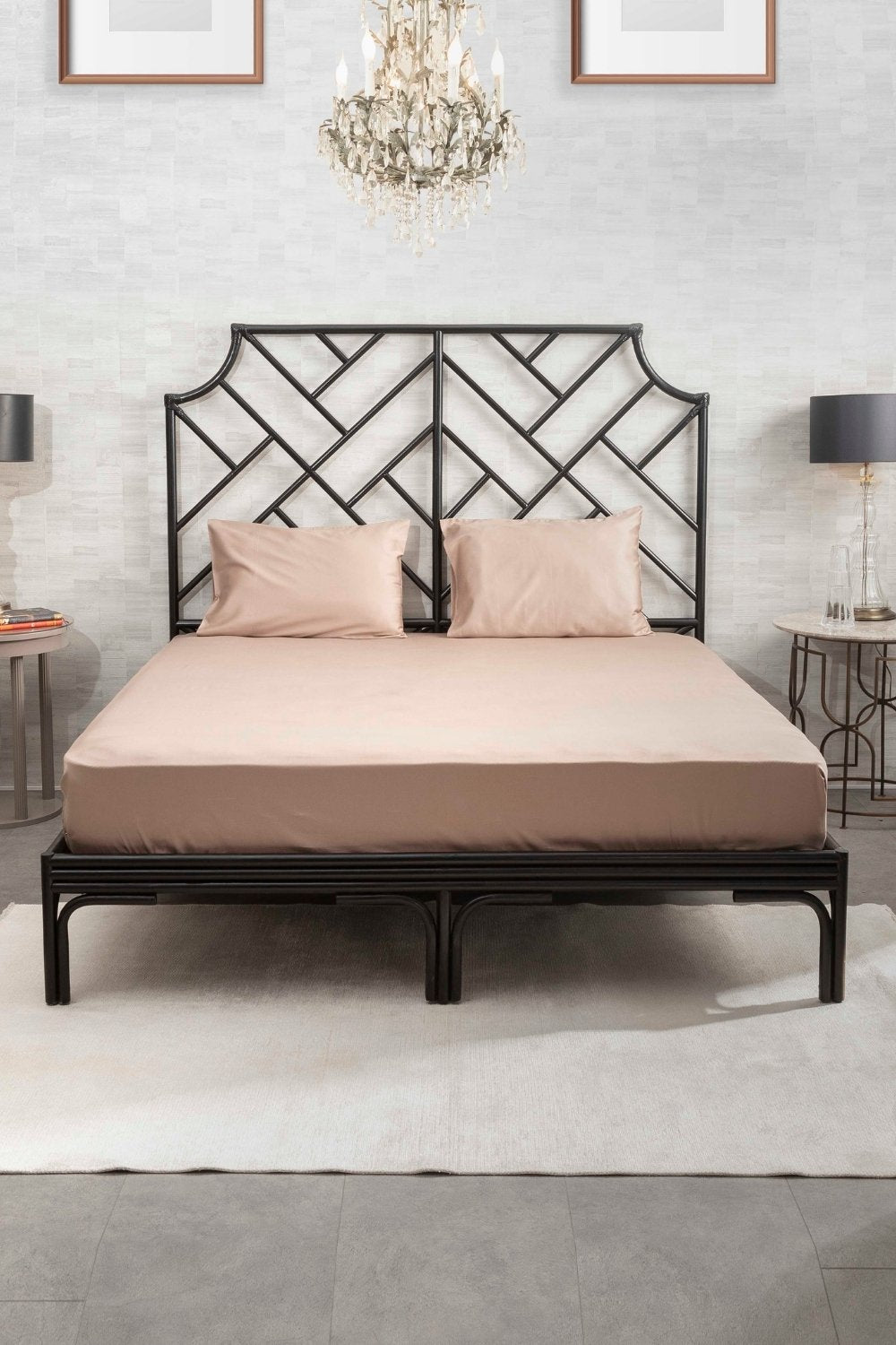 Kaay-Kaay Pamuk Saten Yastık Kılıfı Dahil Lastikli Çarşaf Seti 160x200 Çift Kişilik Vizon-Nevresim Takımı-1-Milagron.com