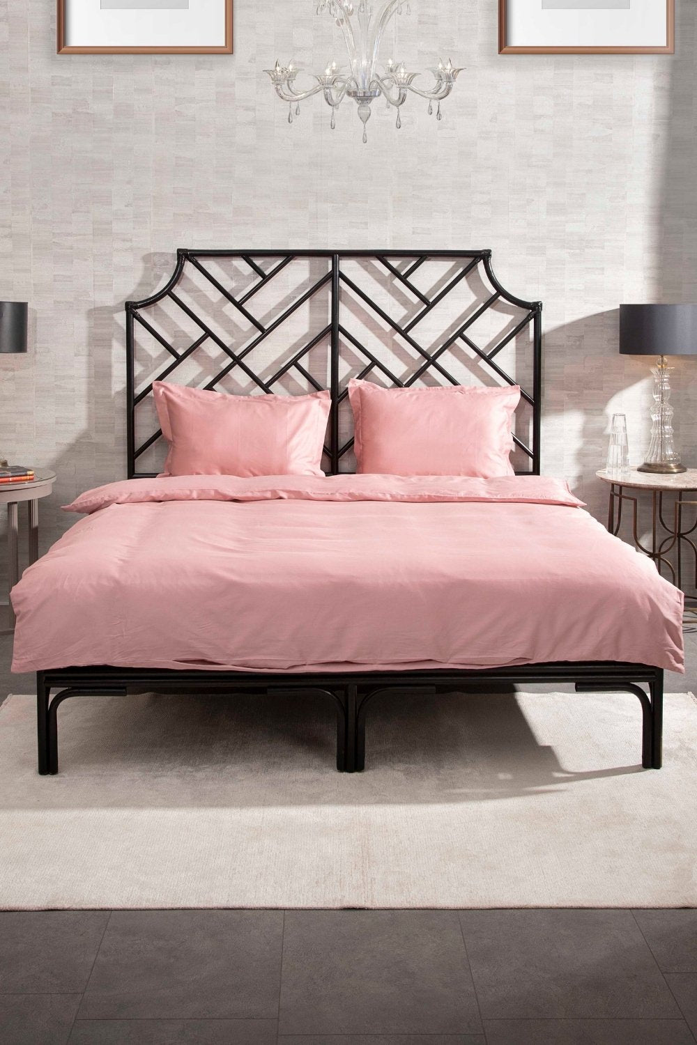 Kaay-Kaay Pamuk Saten Yastık Kılıfı Dahil Nevresim Seti 160x220 Tek Kişilik Pembe-Nevresim Takımı-2-Milagron.com