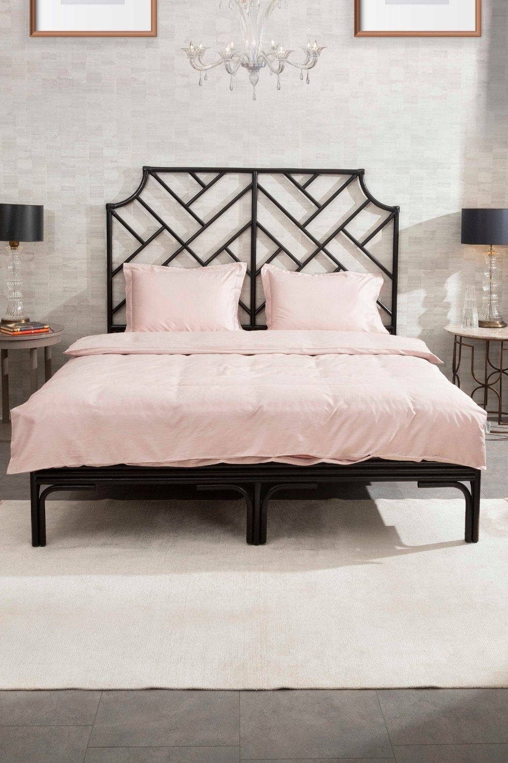 Kaay-Kaay Pamuk Saten Yastık Kılıfı Dahil Nevresim Seti 160x220 Tek Kişilik Pudra-Nevresim Takımı-4-Milagron.com