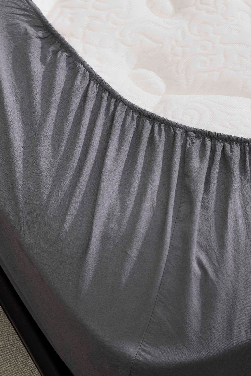 Kaay-Kaay Premium Lastikli Çarşaf Dahil Nevresim Takımı 200x220 Çift Kişilik Antrasit-Nevresim Takımı-7-Milagron.com