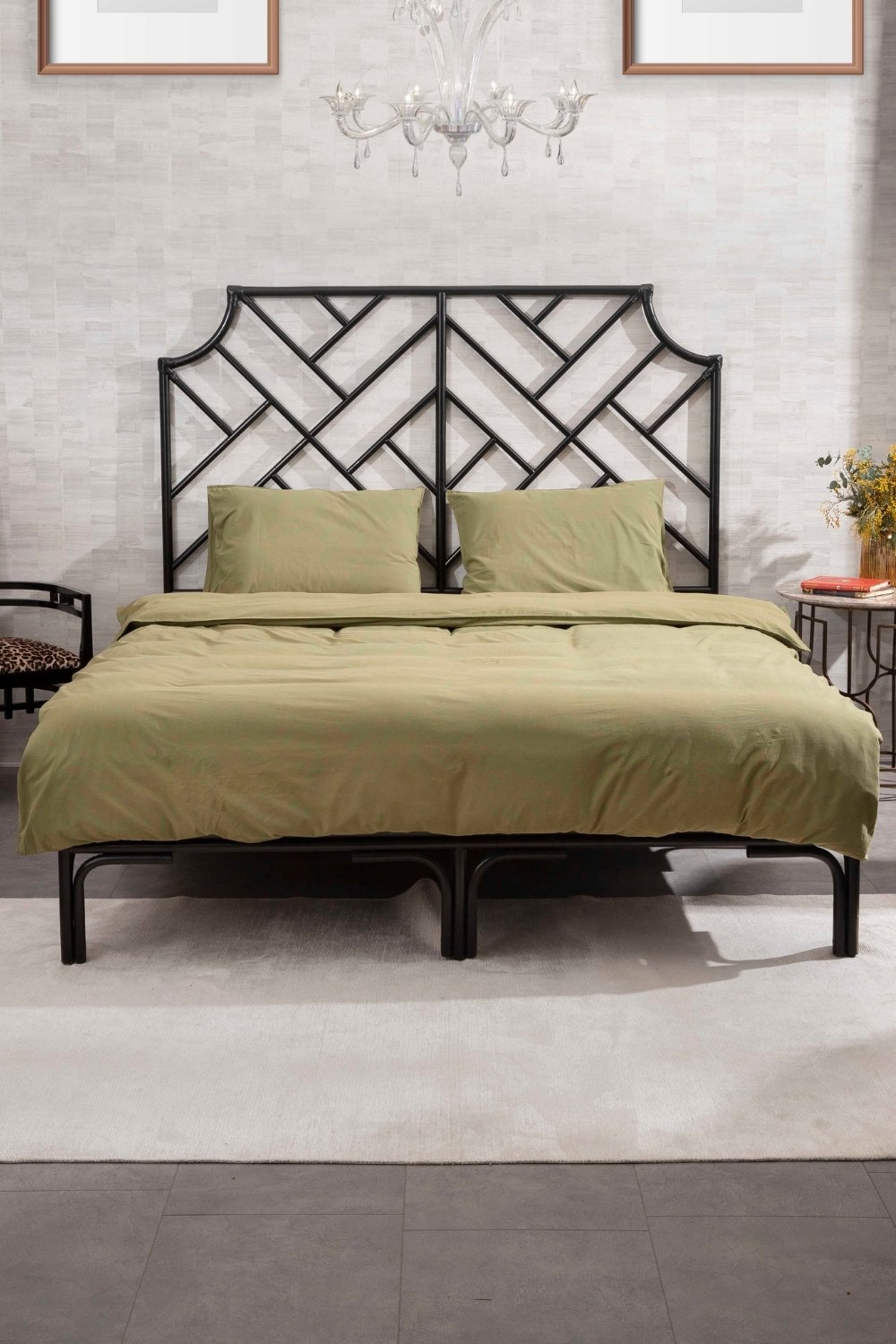 Kaay-Kaay Premium Lastikli Çarşaf Dahil Nevresim Takımı 200x220 Çift Kişilik Yağ Yeşili-Nevresim Takımı-3-Milagron.com