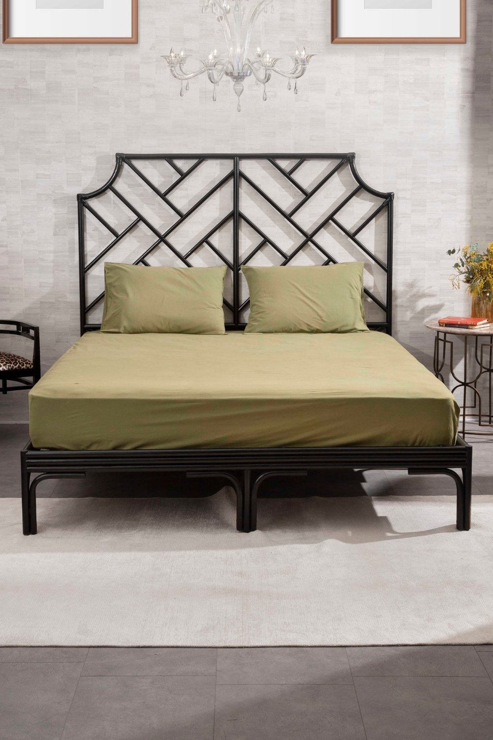 Kaay-Kaay Premium Lastikli Çarşaf Dahil Nevresim Takımı 200x220 Çift Kişilik Yağ Yeşili-Nevresim Takımı-4-Milagron.com