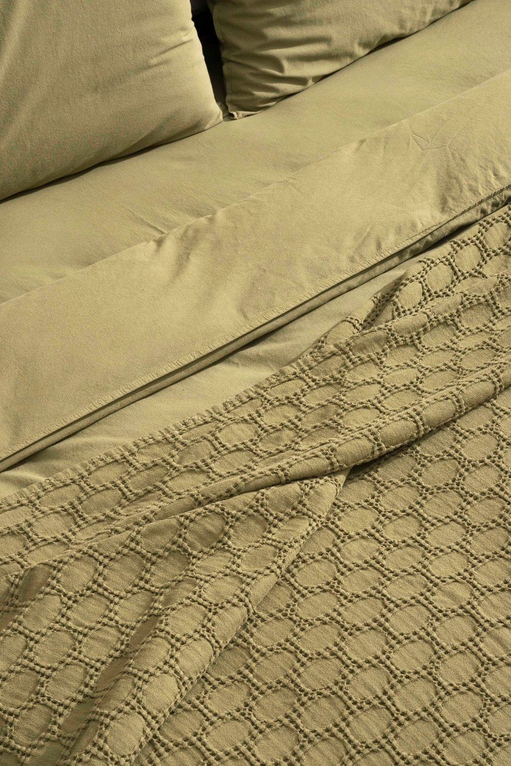 Kaay-Kaay Stone Wash Pike / Yatak Örtüsü 200x240 Çift Kişilik Yağ Yeşili-Pike-2-Milagron.com