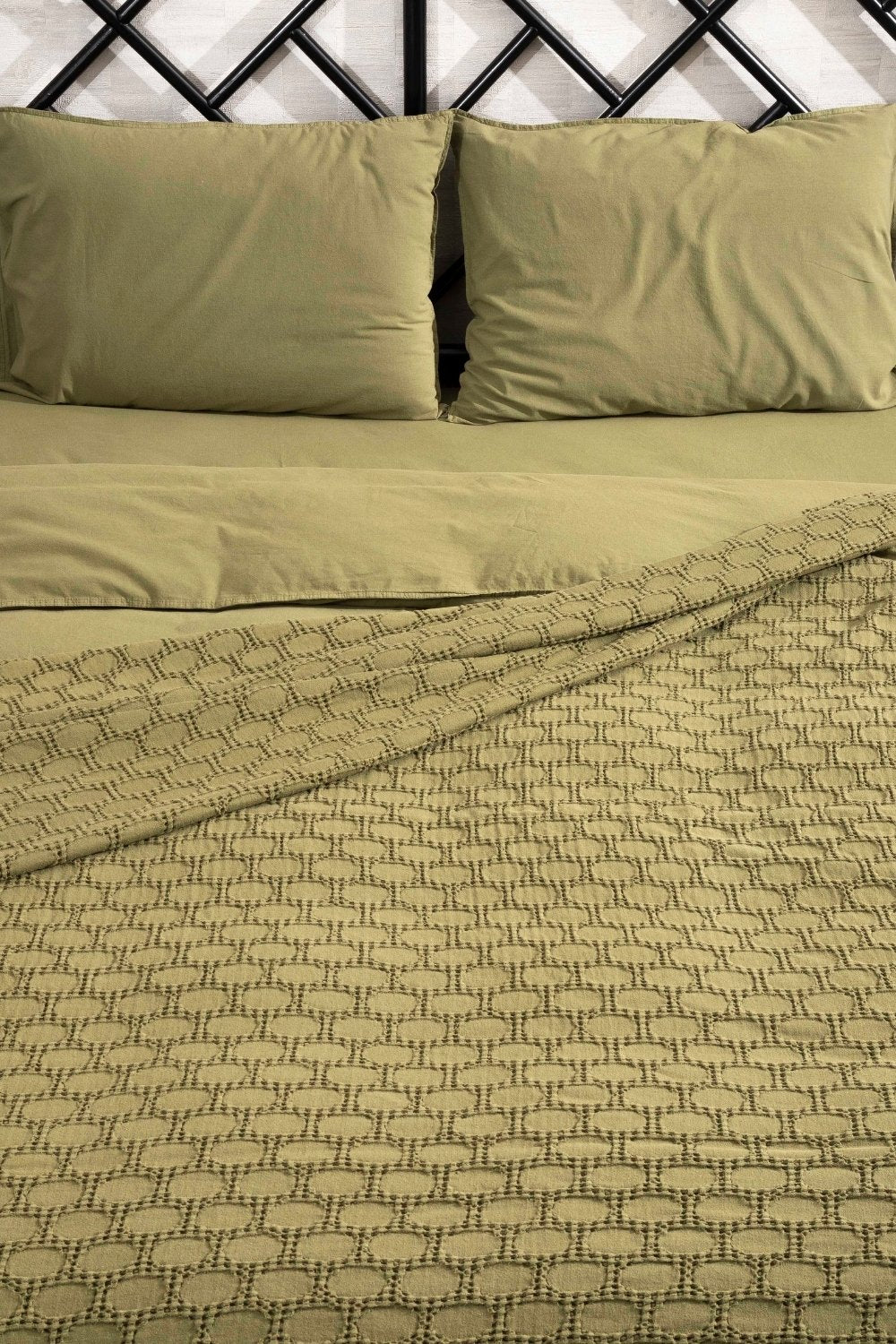 Kaay-Kaay Stone Wash Pike / Yatak Örtüsü 200x240 Çift Kişilik Yağ Yeşili-Pike-4-Milagron.com