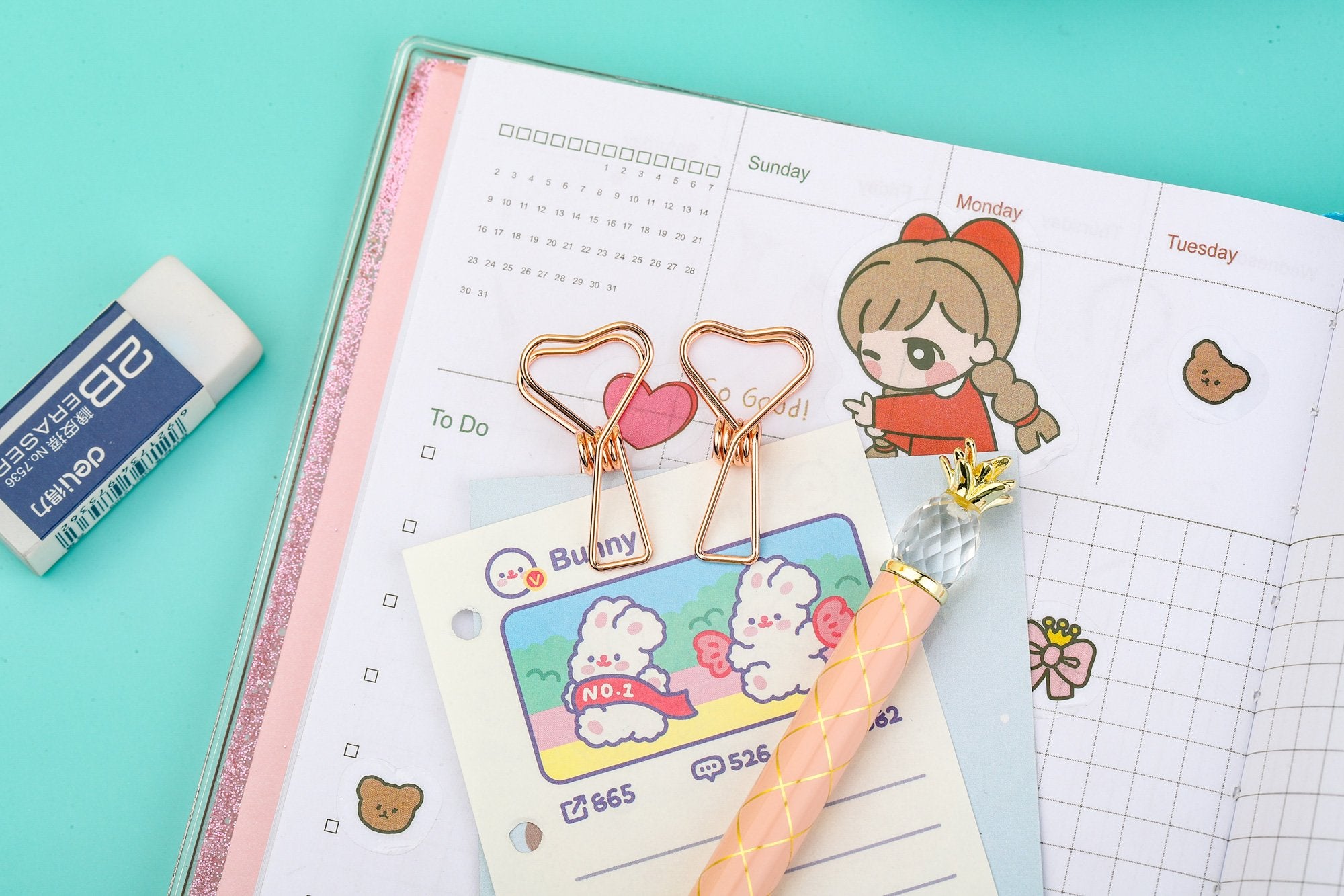 Kayigo-Tiny Paslanmaz çelik Kalp Klips Altılı Rose-Ataş-3-Milagron.com