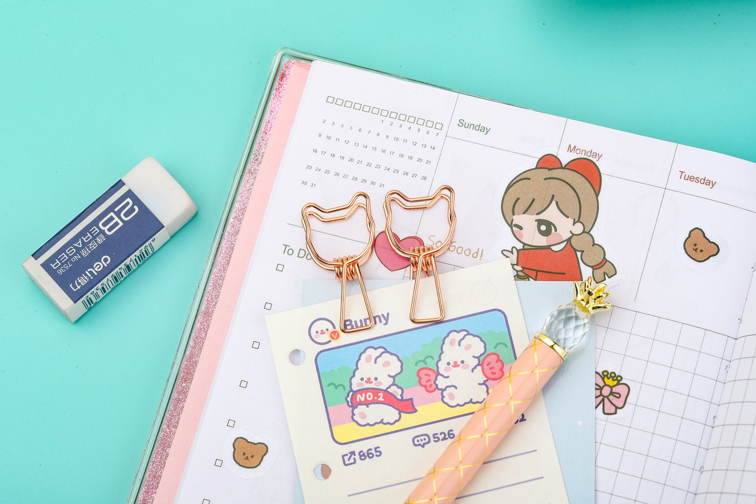 Kayigo-Tiny Paslanmaz çelik Kedi Klips Altılı Rose-Ataş-4-Milagron.com