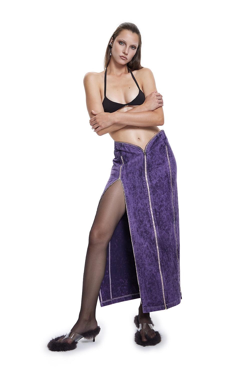 Khéla The Label-Manipulator Skirt In Purple Acid Wash-Etek-1-Milagron.com