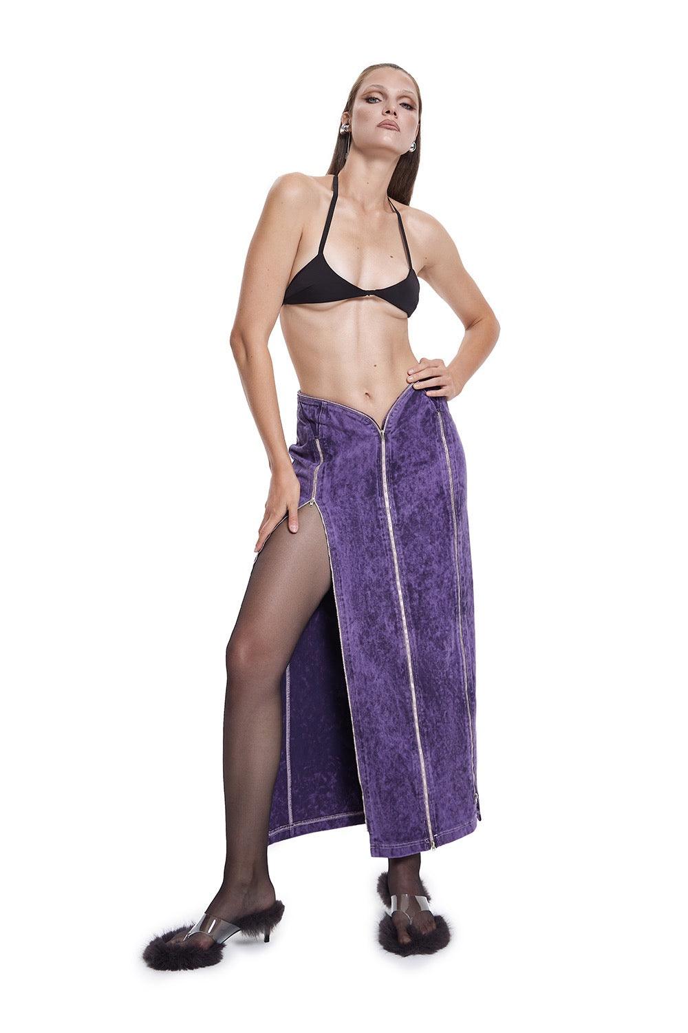 Khéla The Label-Manipulator Skirt In Purple Acid Wash-Etek-2-Milagron.com