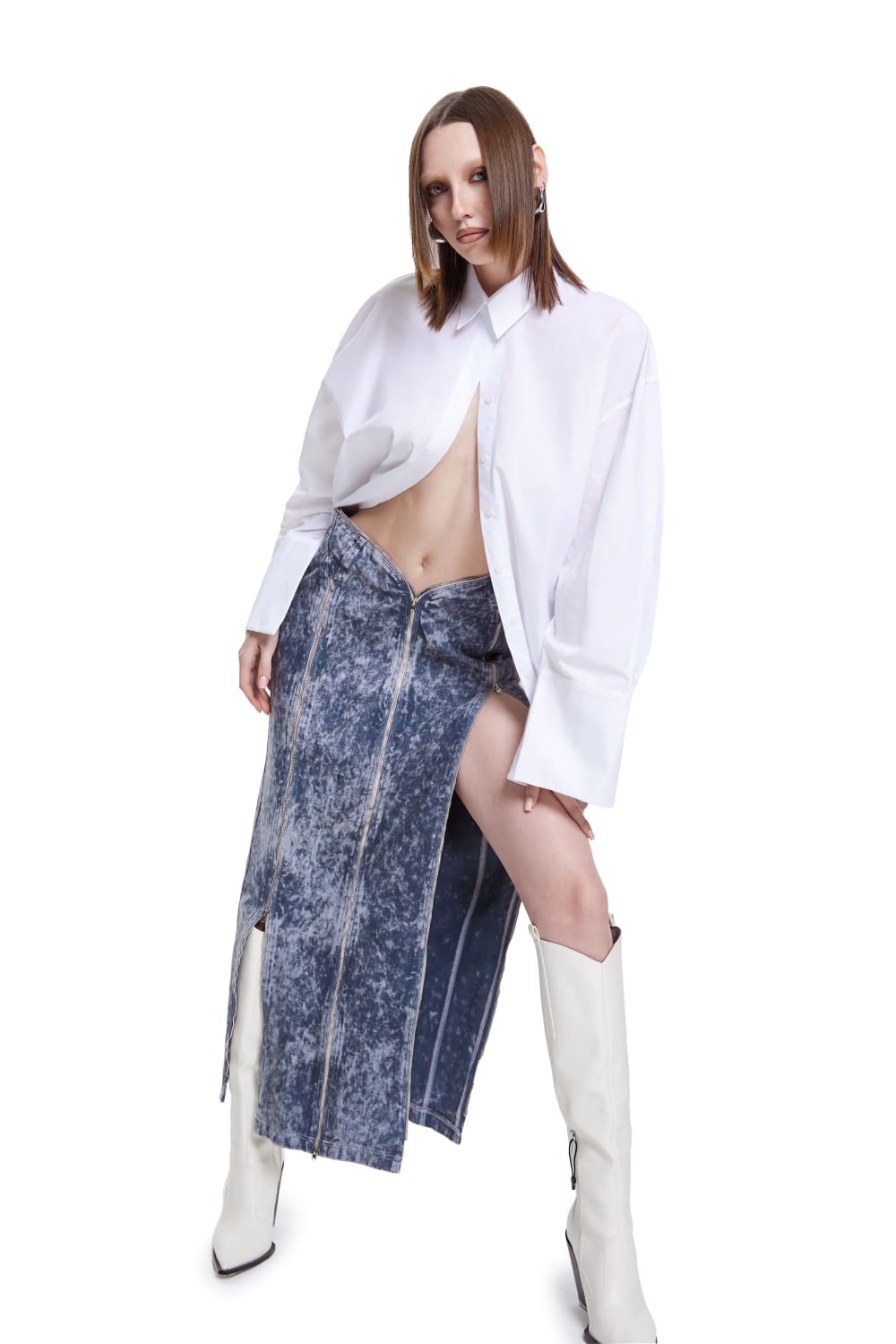 Khéla The Label Store-Manipulator Skirt In Gray Acid Wash-Etek-2-Milagron.com
