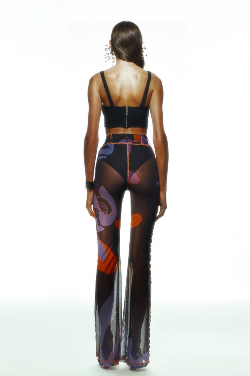 Khéla The Label-Tainted Flower Mesh Pants In Black-Pantolon-3-Milagron.com