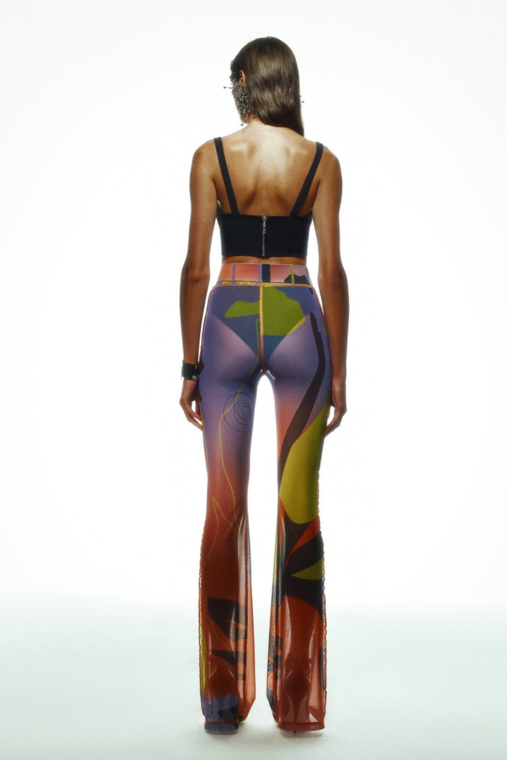 Khéla The Label-Tainted Flower Mesh Pants In Orange-Pantolon-4-Milagron.com