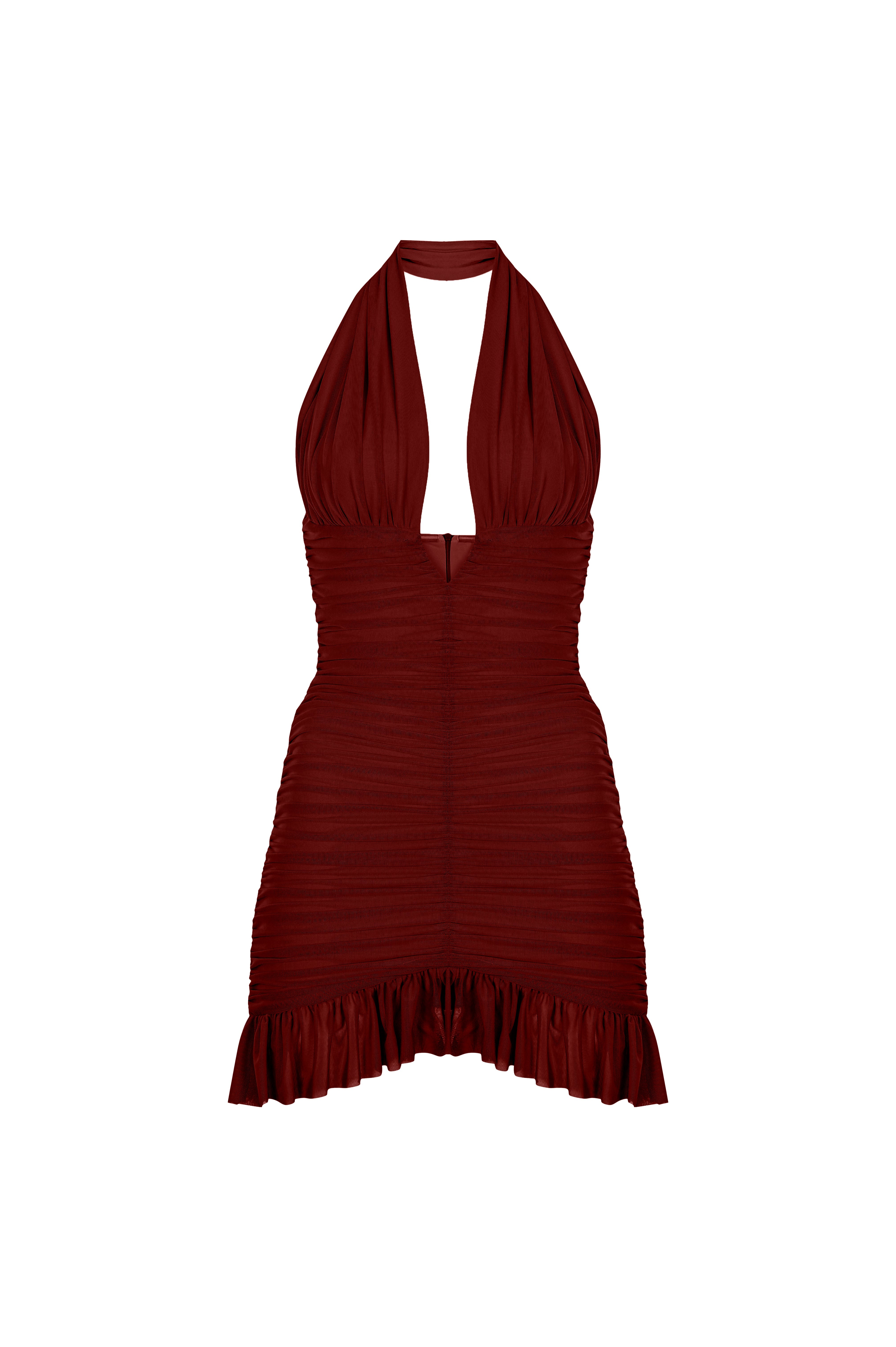 Khéla The Label-Temptress Tini Dress In Burgundy-Elbise-2-Milagron.com