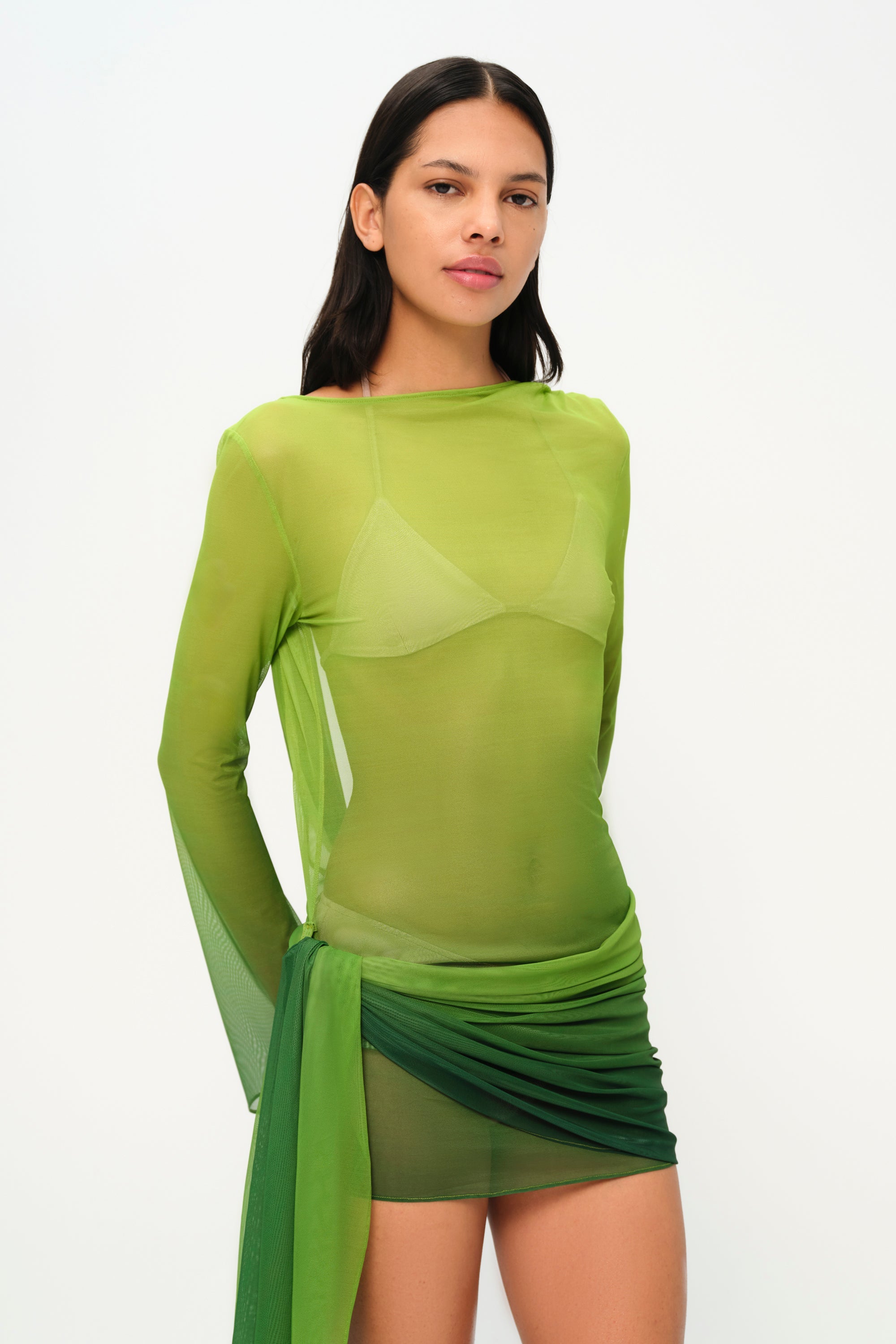 Khéla The Label-Wavelength Dress In Green Gradient-Elbise-2-Milagron.com