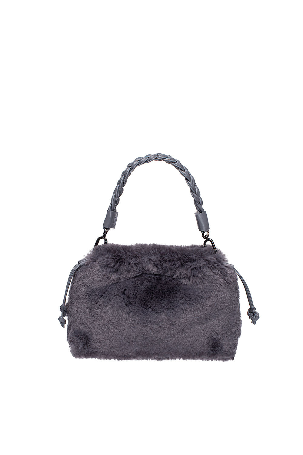 Khilios-Alexa Gri Suni Kürklü Bayan El / Omuz Çantası-El Çantası-1-Milagron.com