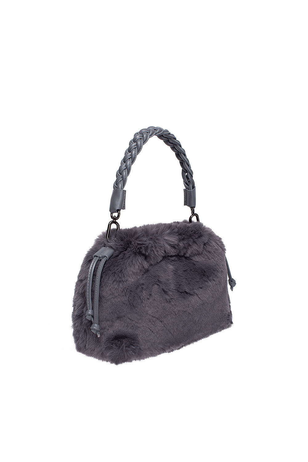 Khilios-Alexa Gri Suni Kürklü Bayan El / Omuz Çantası-El Çantası-2-Milagron.com