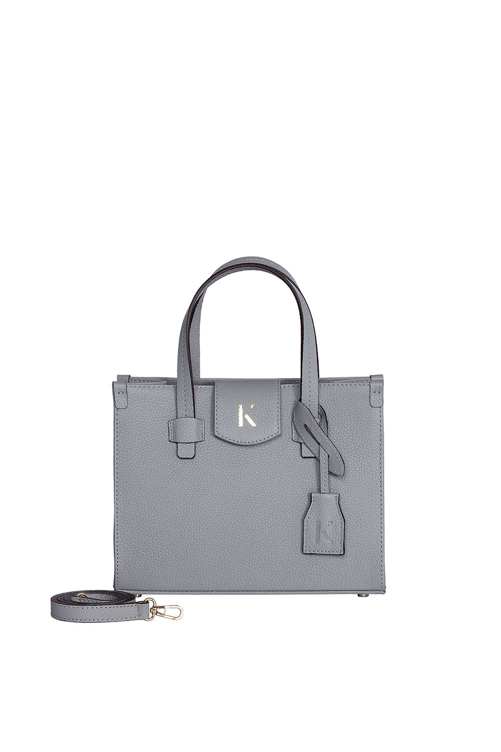 Khilios-Gabrielle Gri Mini Deri El / Omuz Çantası -El Çantası-1-Milagron.com