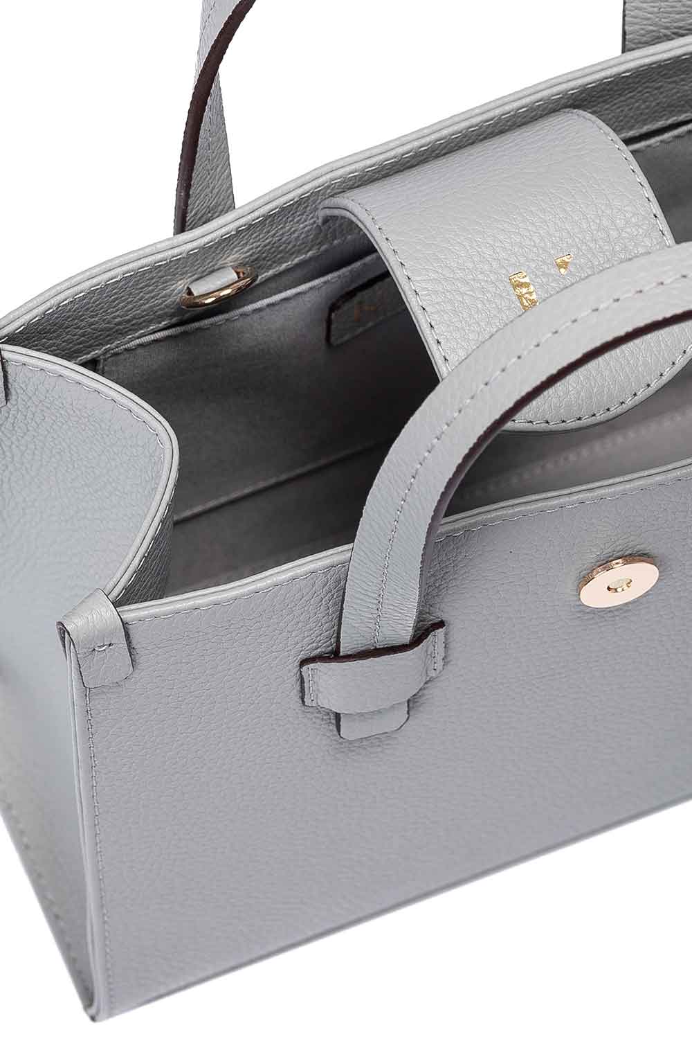 Khilios-Gabrielle Gri Mini Deri El / Omuz Çantası -El Çantası-3-Milagron.com