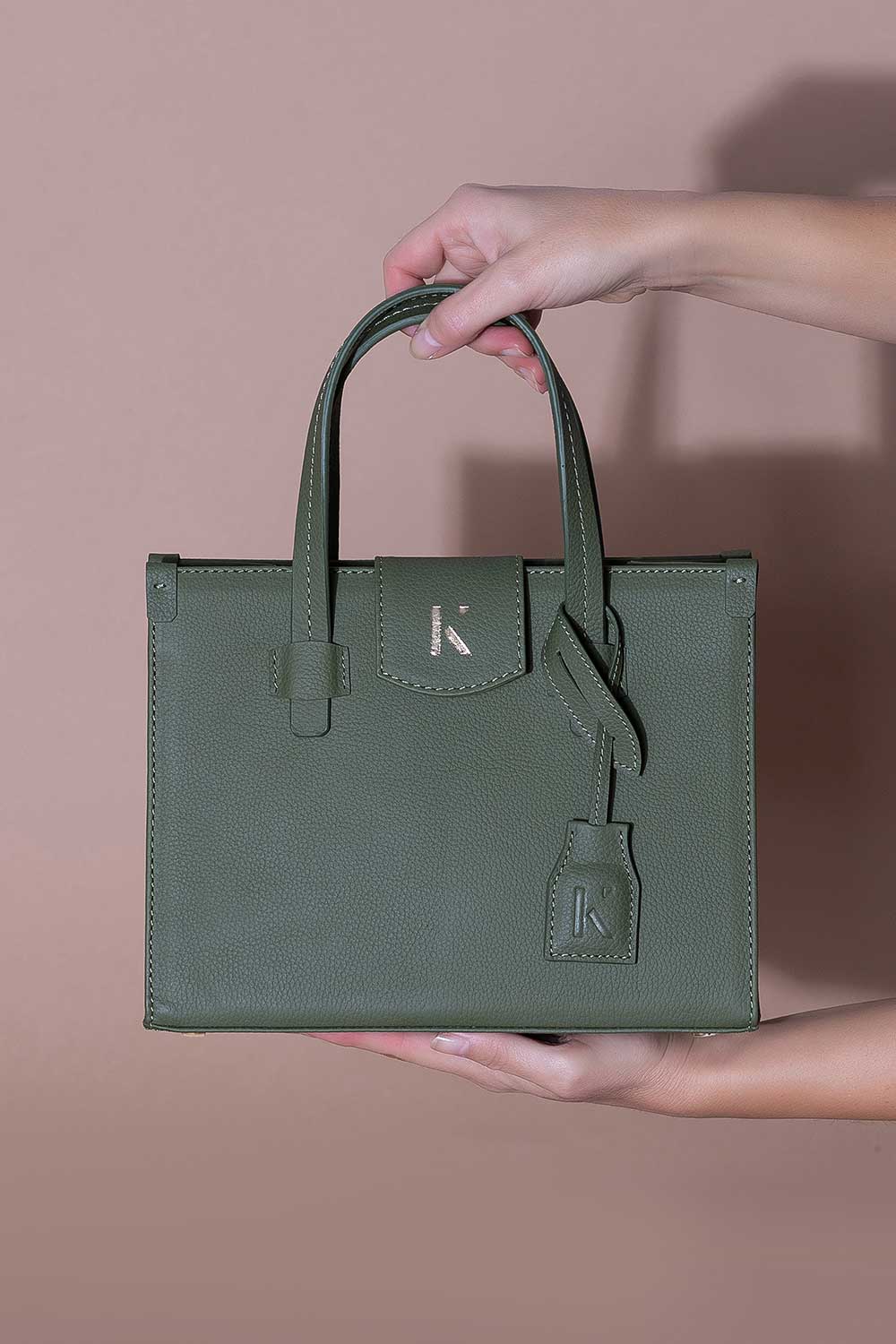 Khilios-Gabrielle Gri Mini Deri El / Omuz Çantası -El Çantası-5-Milagron.com