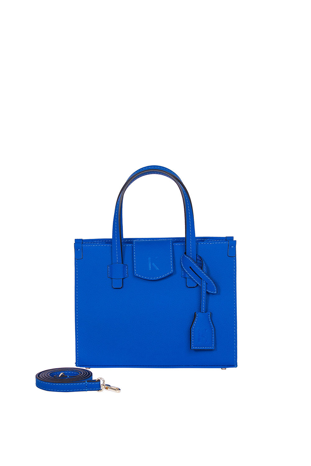 Khilios-Gabrielle Mavi Mini Deri El / Omuz Çantası-El Çantası-1-Milagron.com