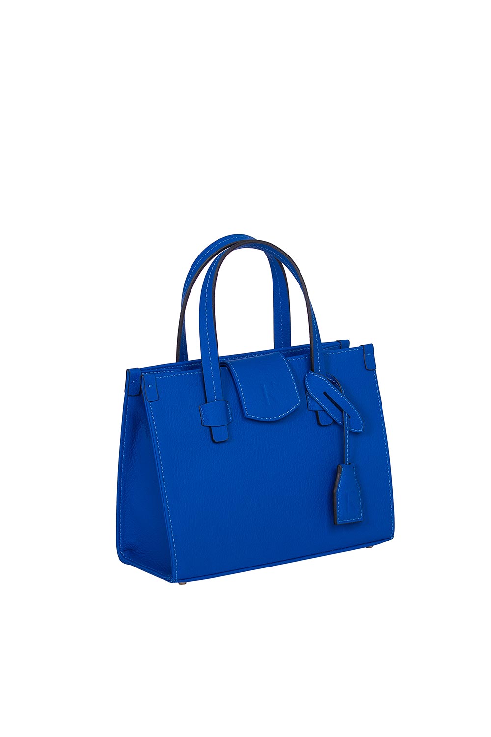 Khilios-Gabrielle Mavi Mini Deri El / Omuz Çantası-El Çantası-2-Milagron.com