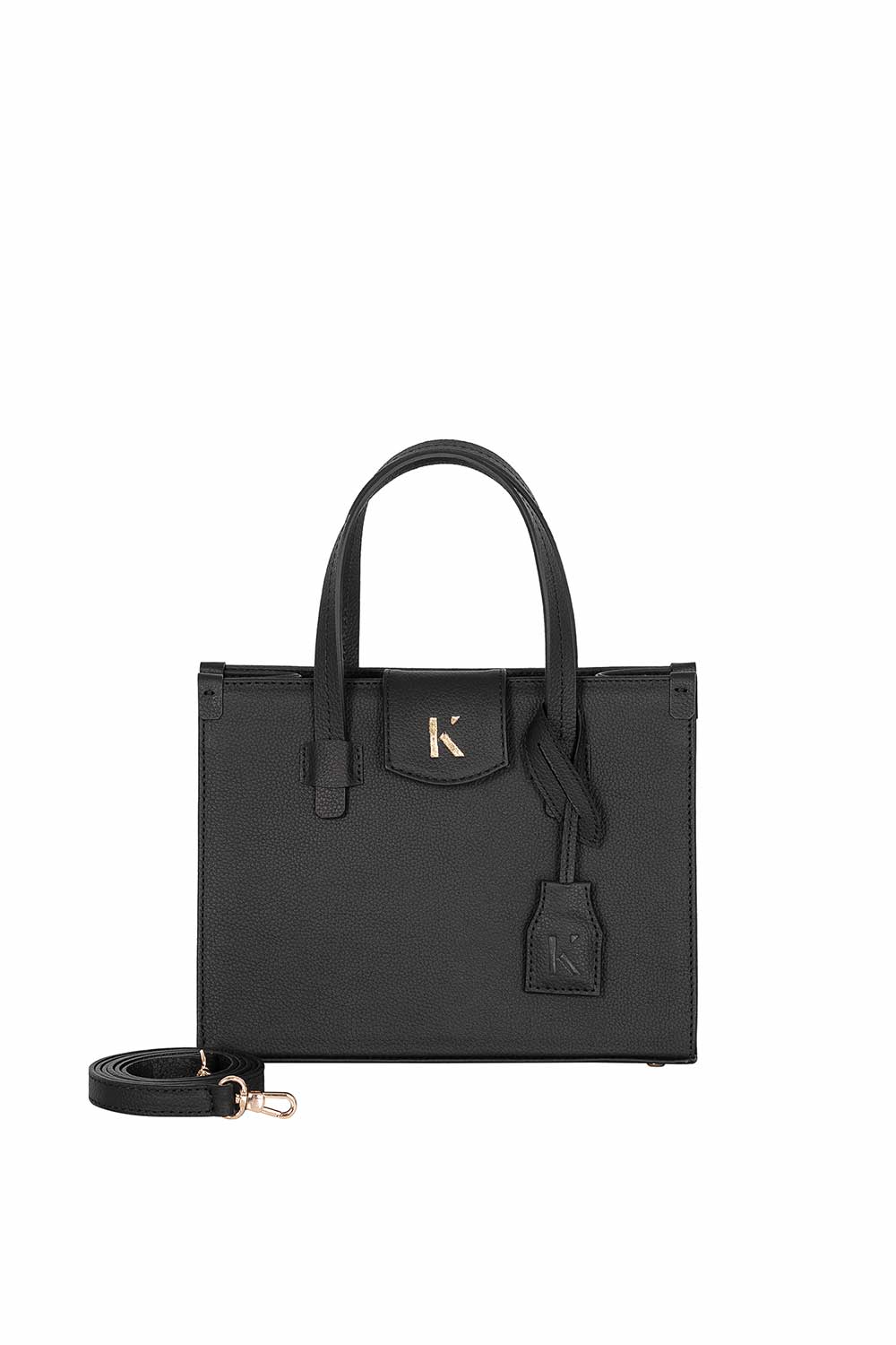 Khilios-Gabrielle Siyah Mini Deri El / Omuz Çantası -El Çantası-1-Milagron.com