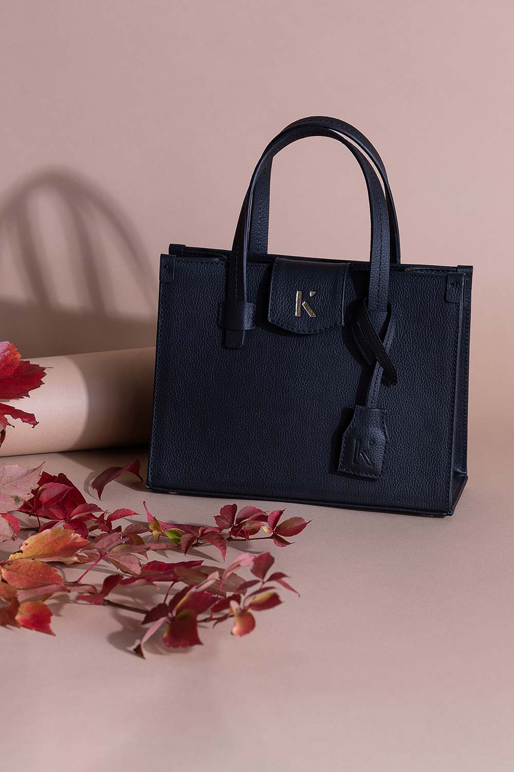 Khilios-Gabrielle Siyah Mini Deri El / Omuz Çantası -El Çantası-5-Milagron.com