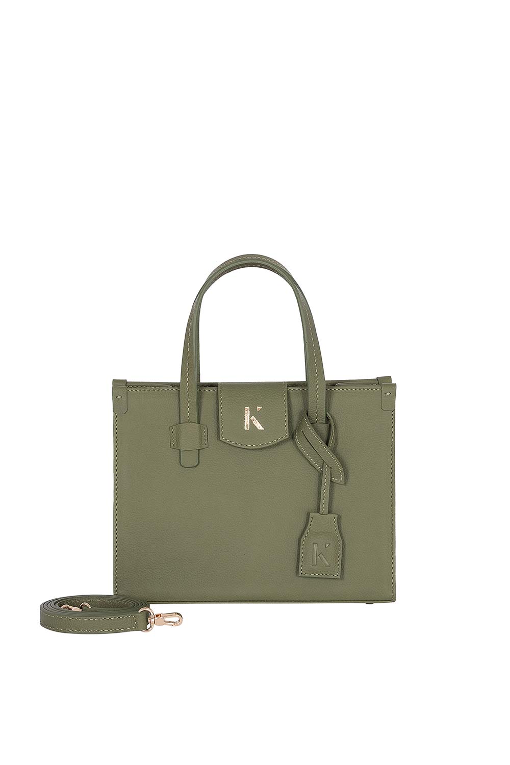 Khilios-Gabrielle Yeşil Mini Deri El / Omuz Çantası -El Çantası-1-Milagron.com