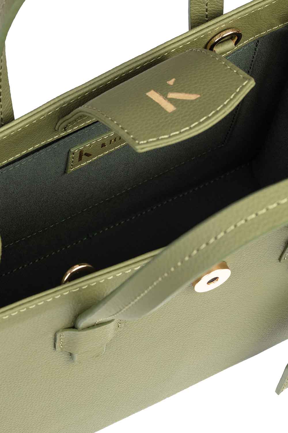 Khilios-Gabrielle Yeşil Mini Deri El / Omuz Çantası -El Çantası-3-Milagron.com