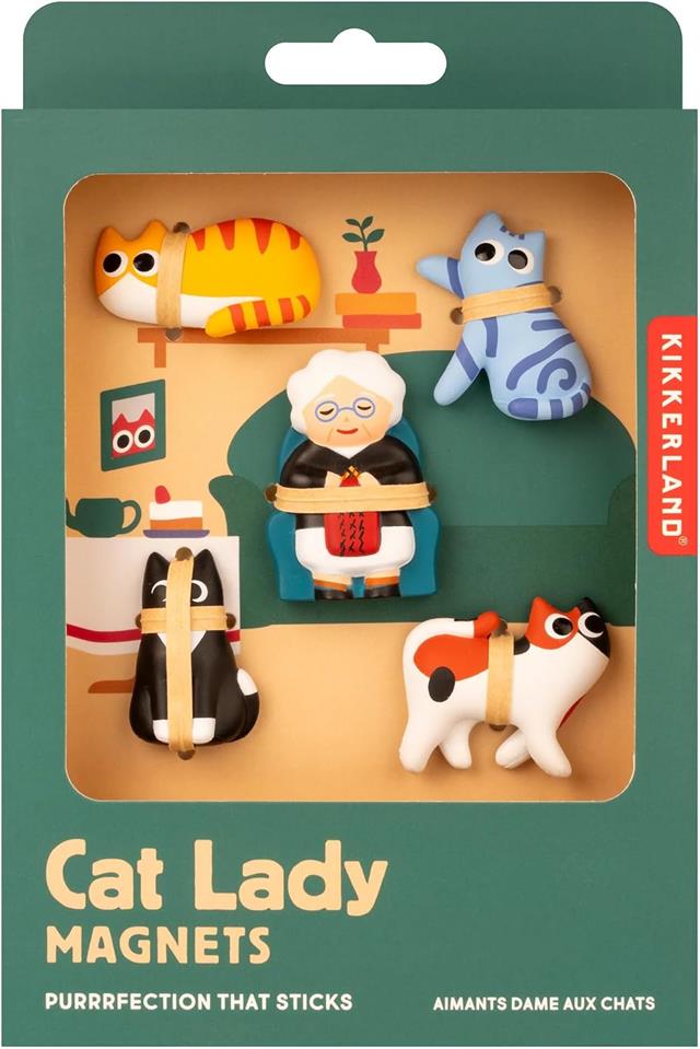 Kikkerland-Kikkerland Cat Lady Magnet Mıknatıs-Magnet-2-Milagron.com