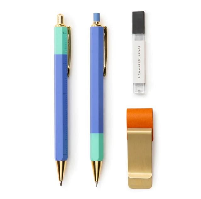 Kikkerland-Inkerie 0.7 Mm Mekanik Uçlu Kalem & Tükenmez Kalem & Klips Seti-Kalem Seti-1-Milagron.com