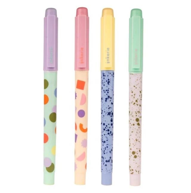 Kikkerland-Kikkerland Silinebilir Fosforlu 4'lü Kalem Seti-Fosforlu Kalem-1-Milagron.com